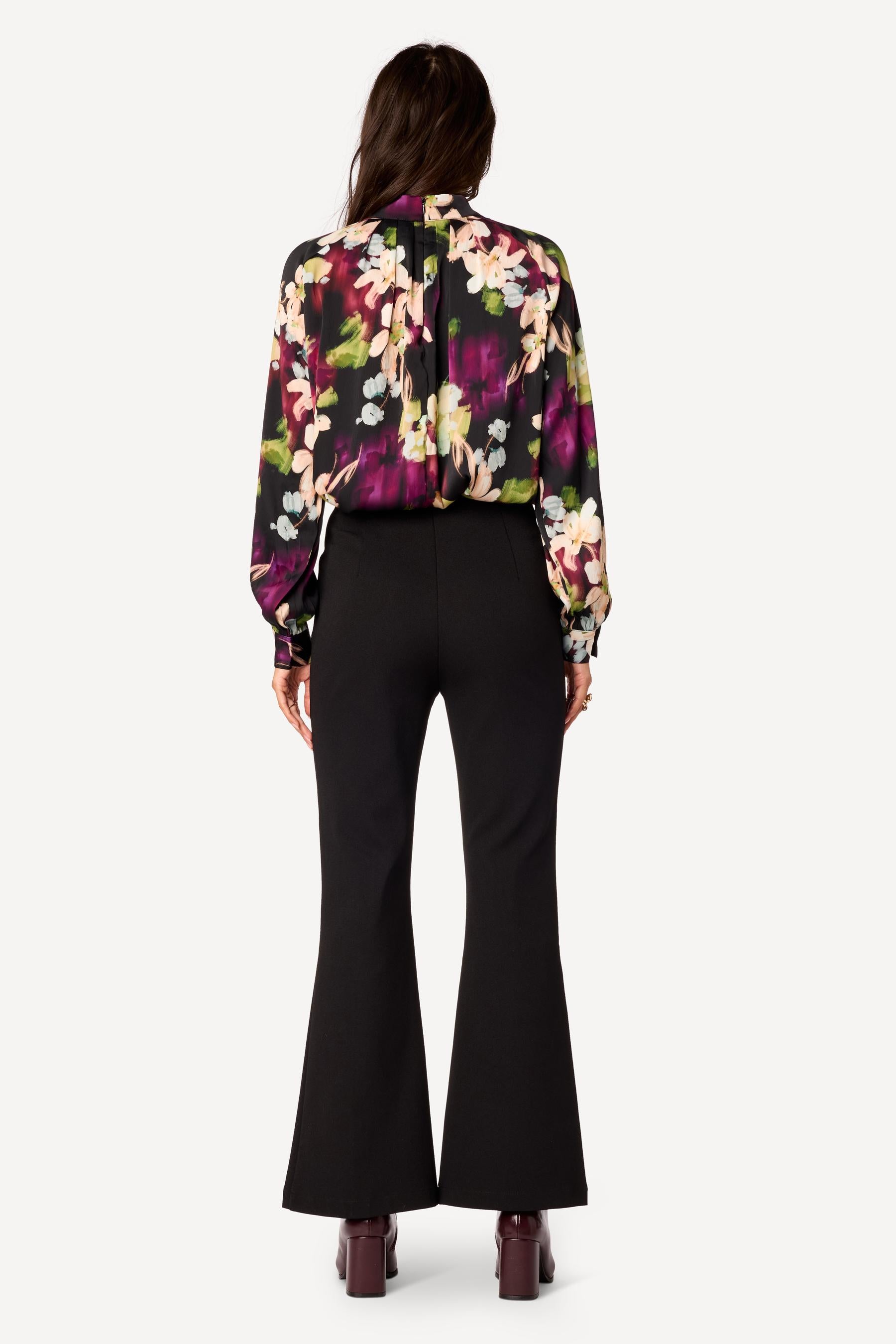 Pantalon bootcut uni Noir - Axara Paris