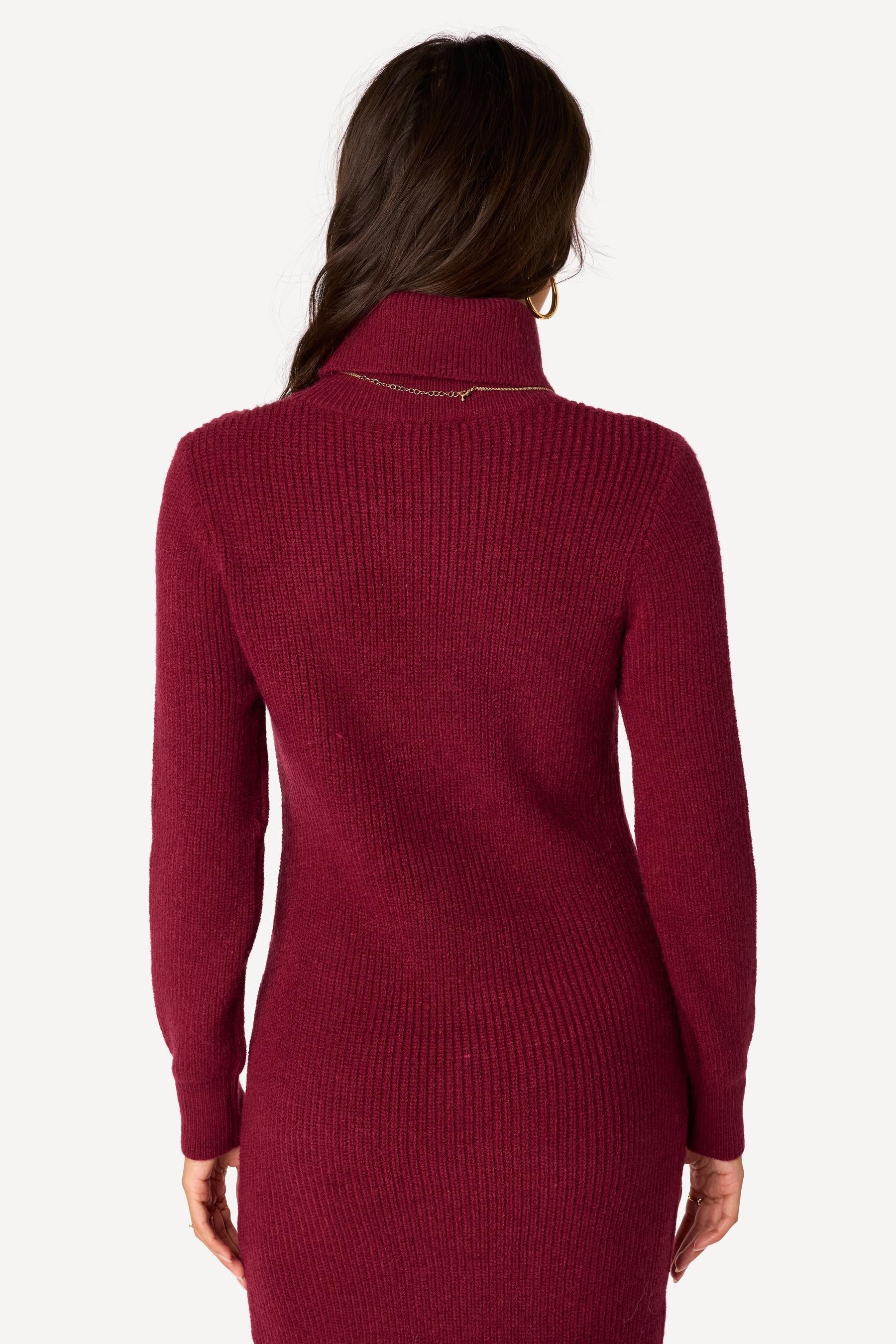 Robe pull unie Bordeaux - Axara Paris