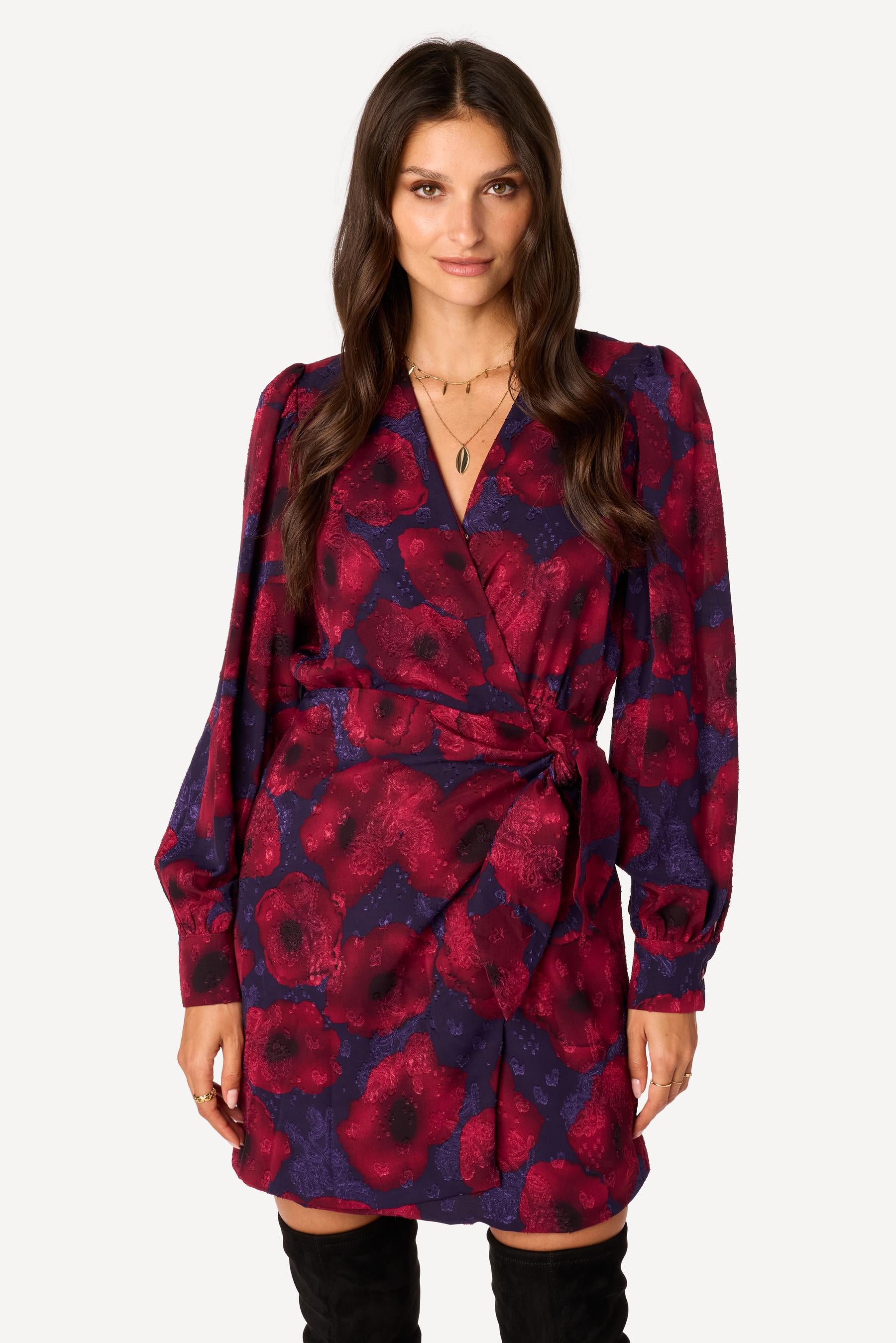 Robe courte imprimée Bordeaux - Axara Paris