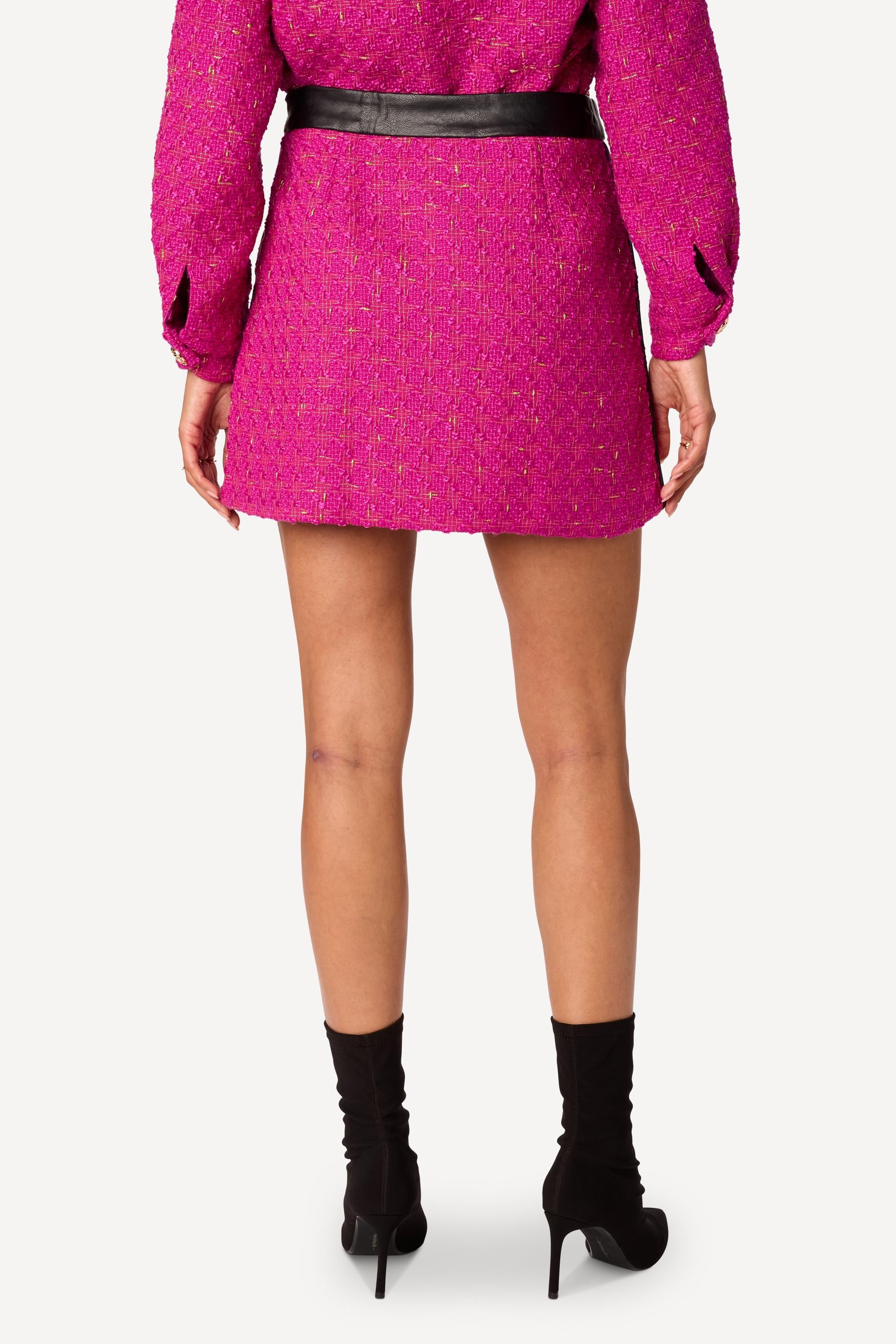 Mini jupe bi-matière Fuschia - Axara Paris
