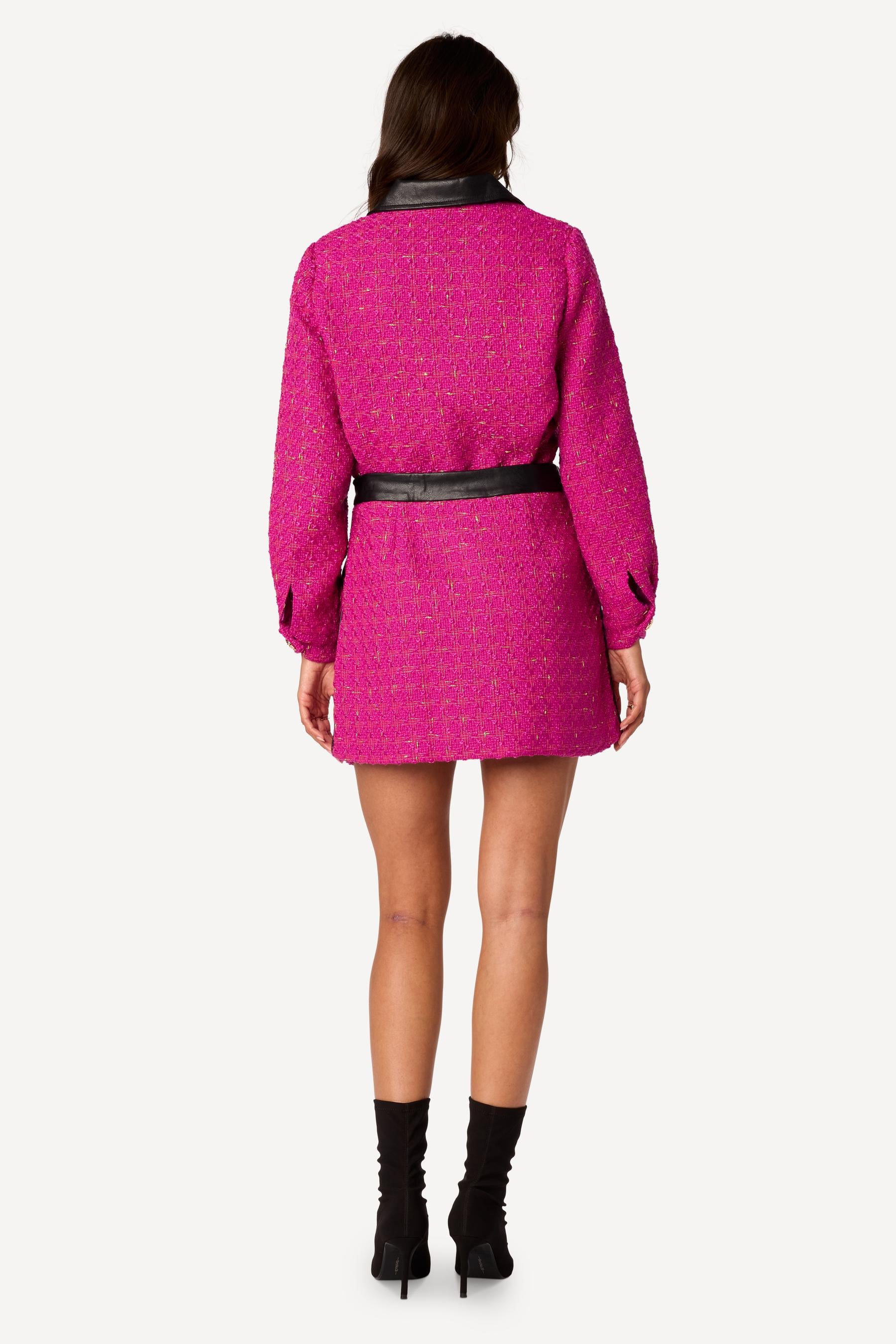 Mini jupe bi-matière Fuschia - Axara Paris