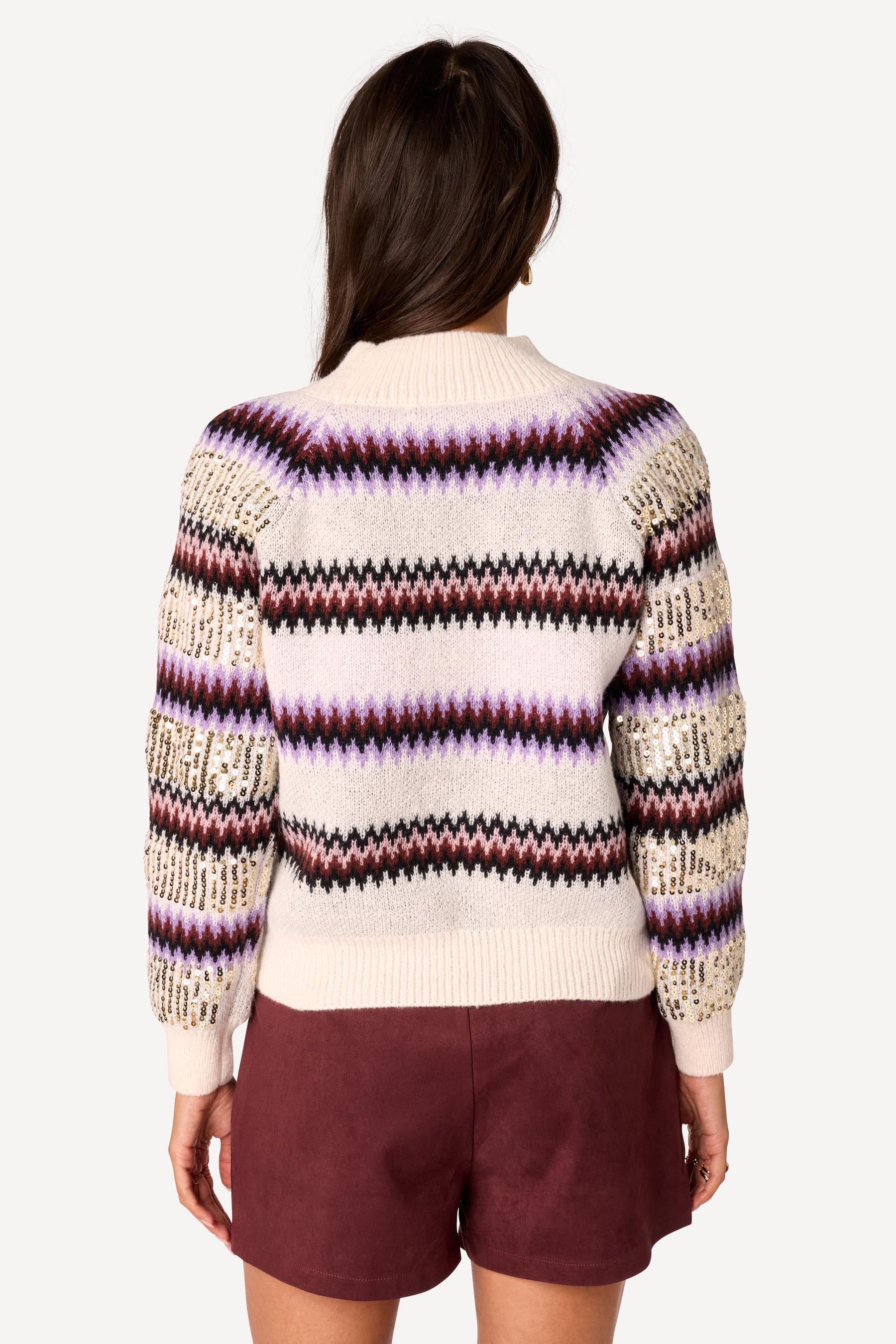 Pull à sequins Beige - Axara Paris