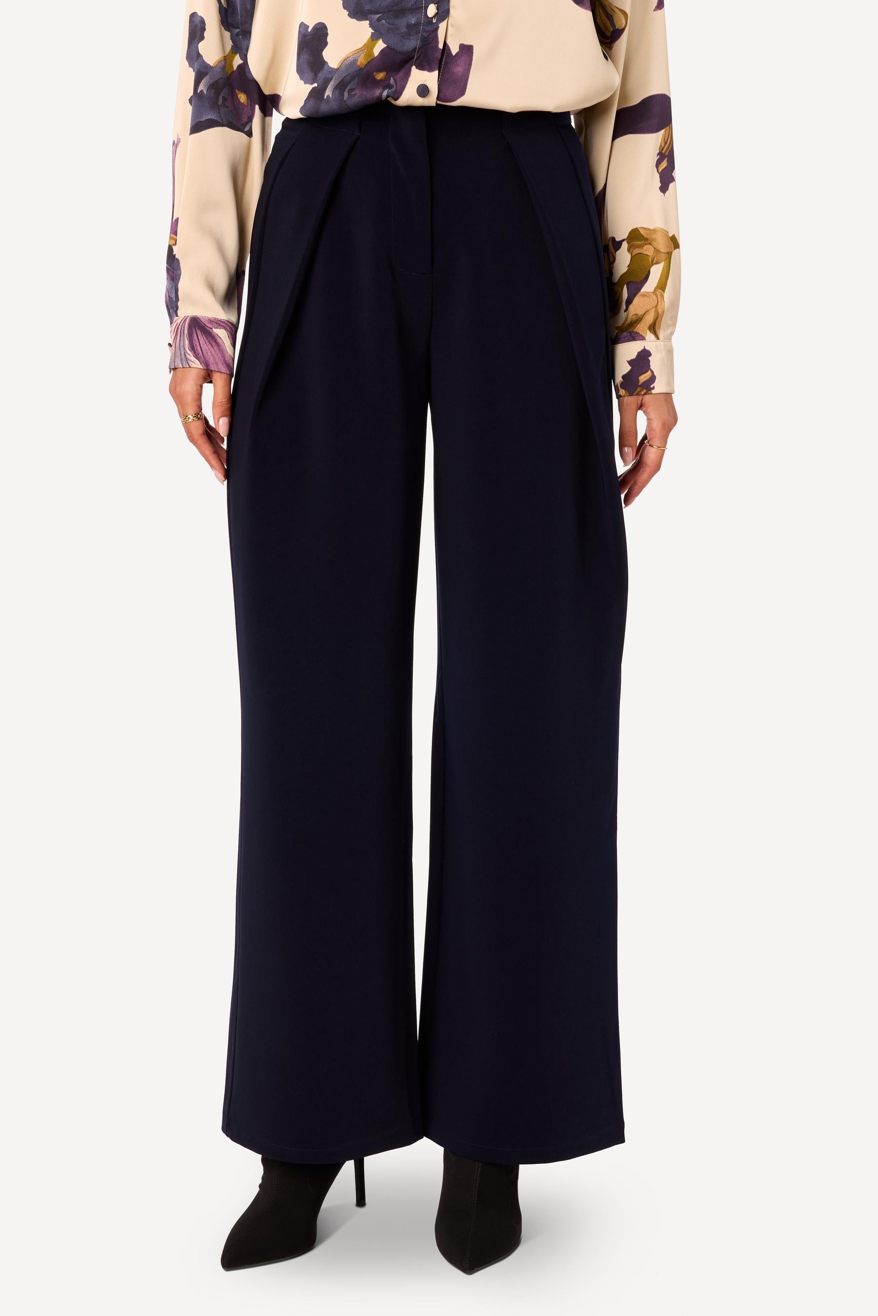 Pantalon large uni Marine - Axara Paris