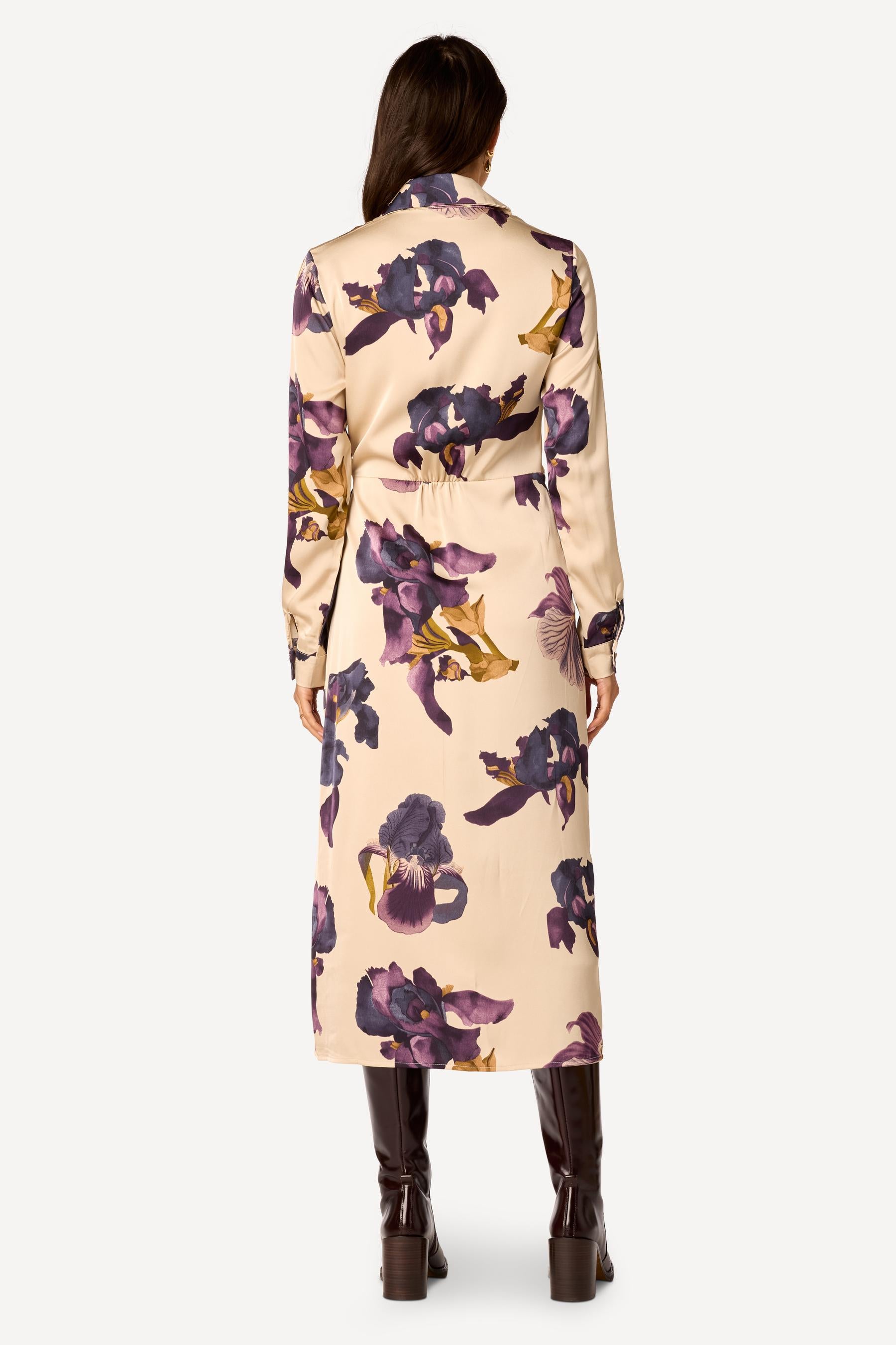 Robe longue imprimée Beige - Axara Paris