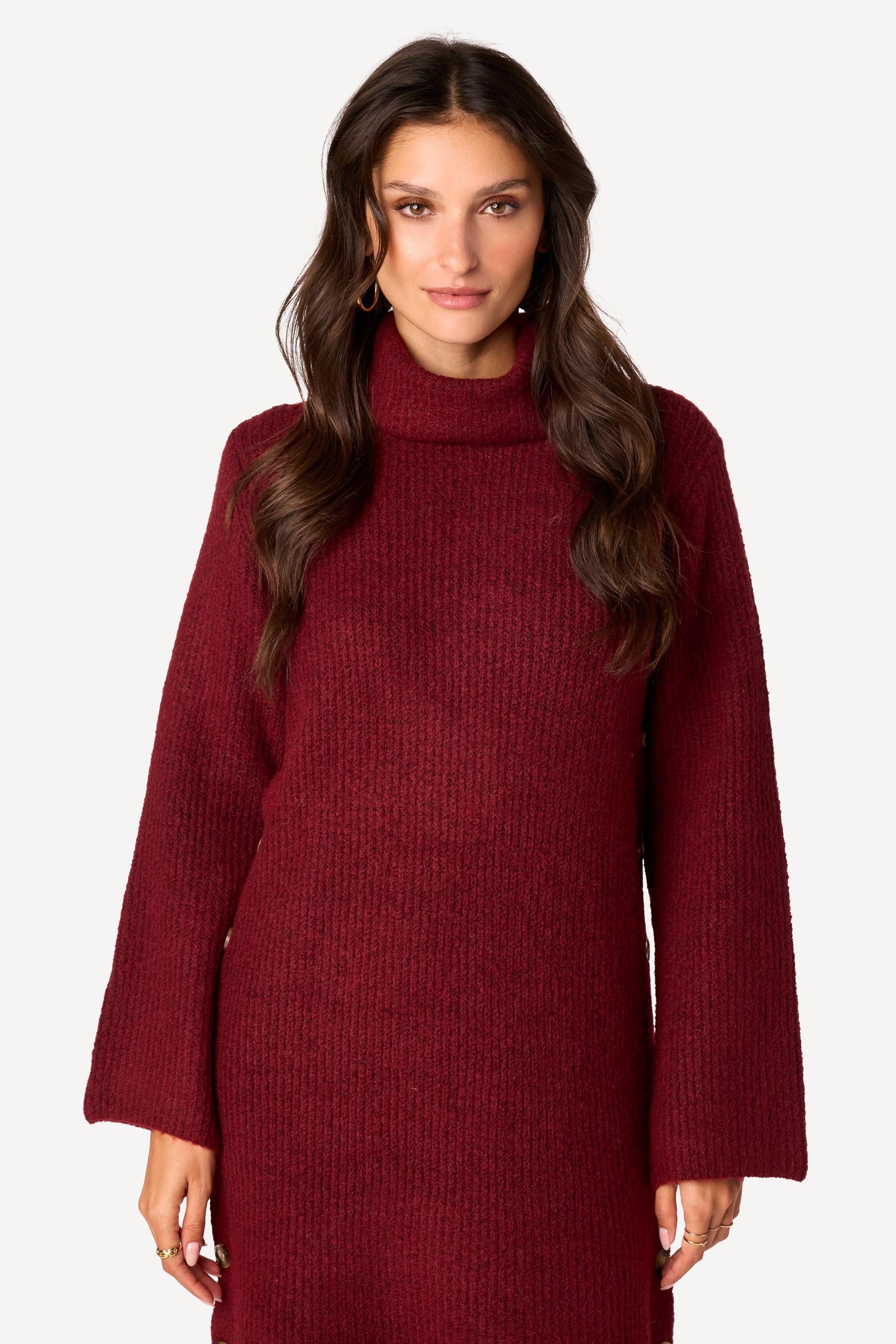 Robe pull unie Bordeaux - Axara Paris