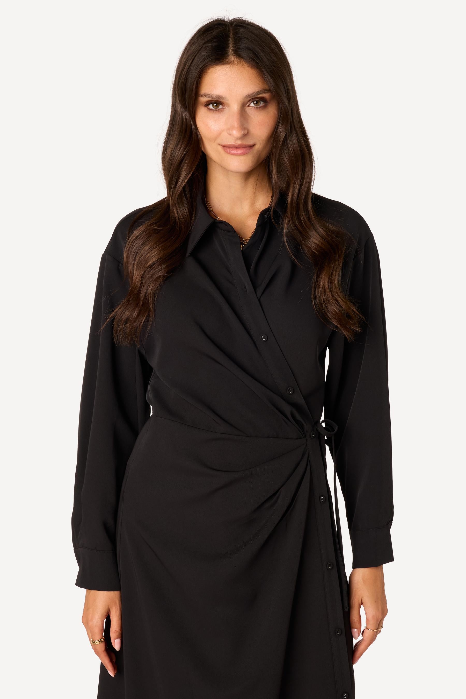 Robe longue unie Noir - Axara Paris