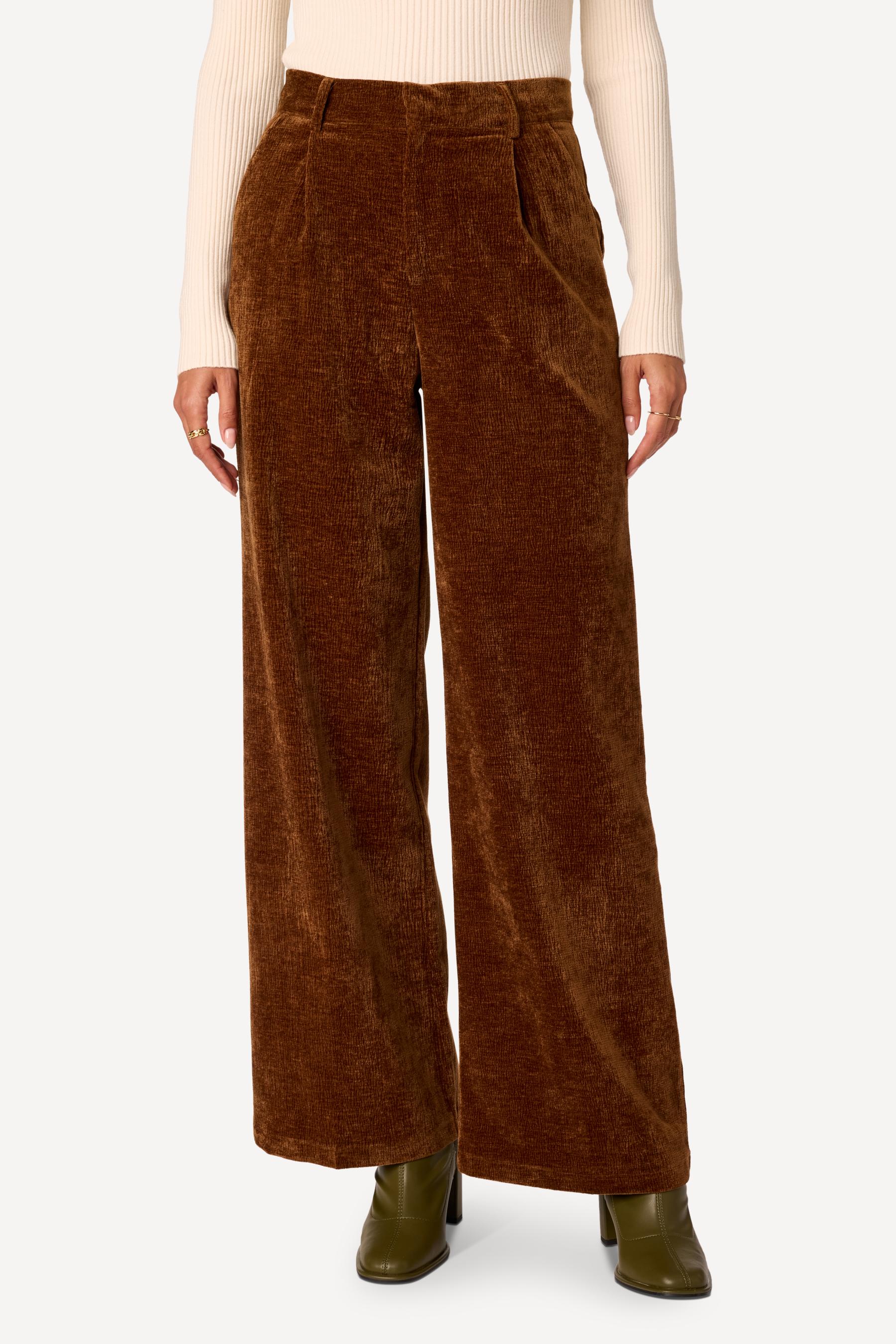 Pantalon large uni Marron - Axara Paris