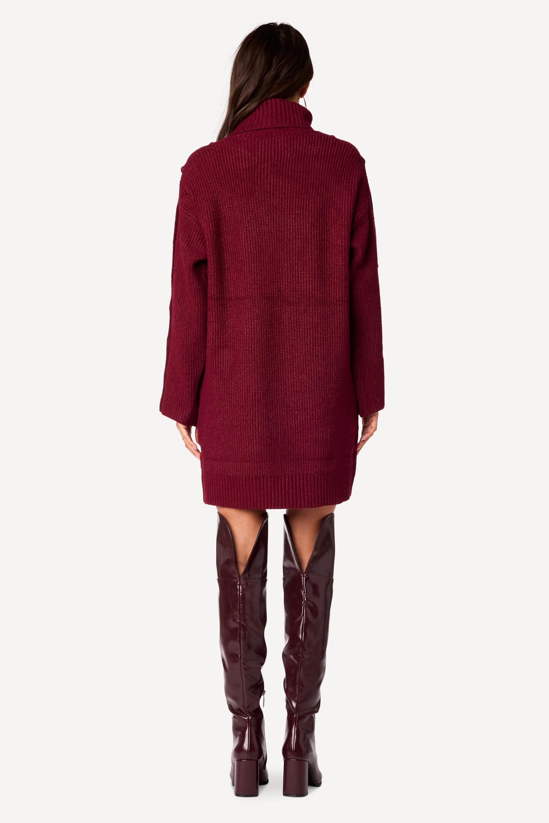 Robe pull unie Bordeaux - Axara Paris