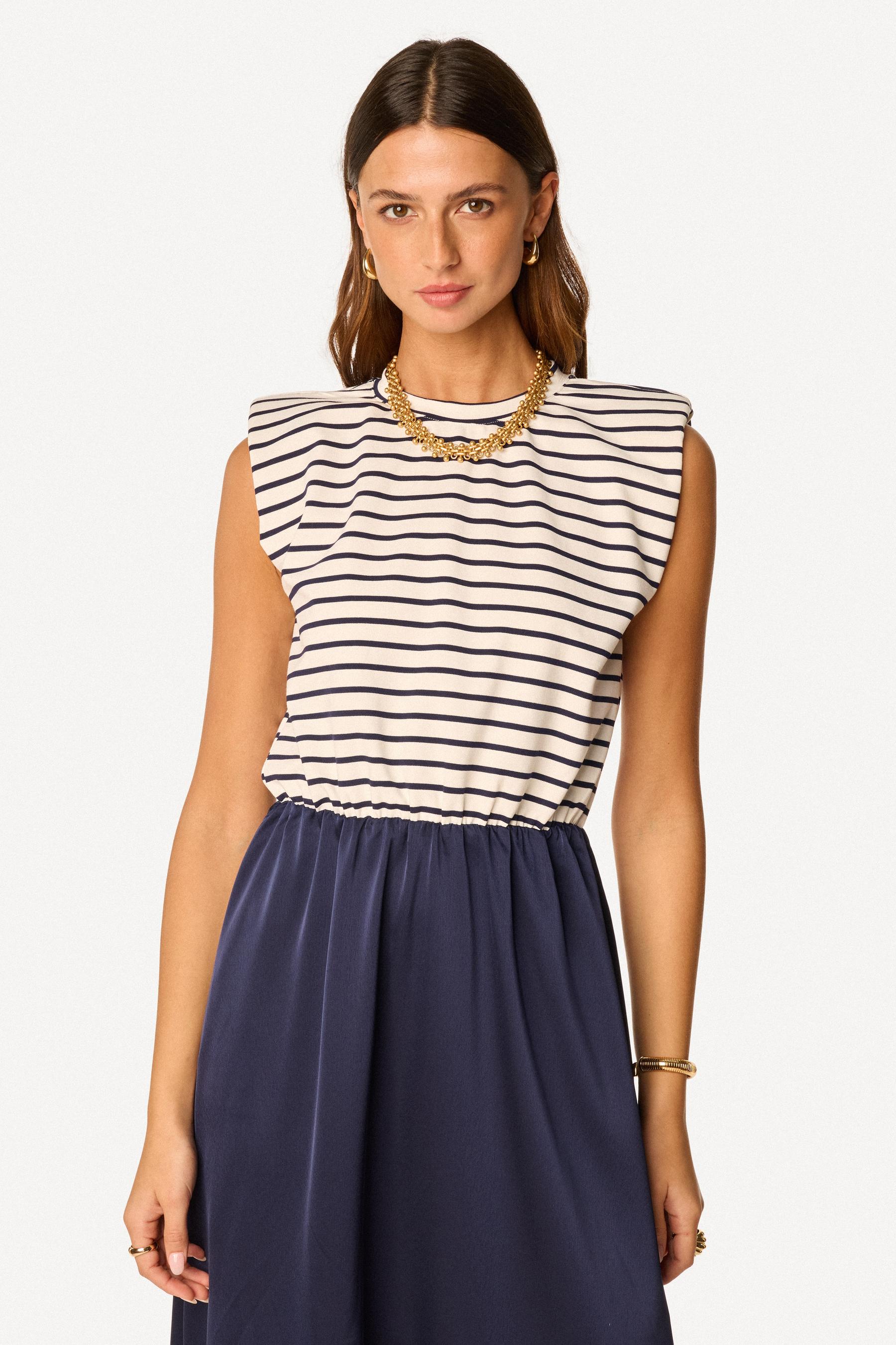 Robe longue sans manches Marine - Axara Paris