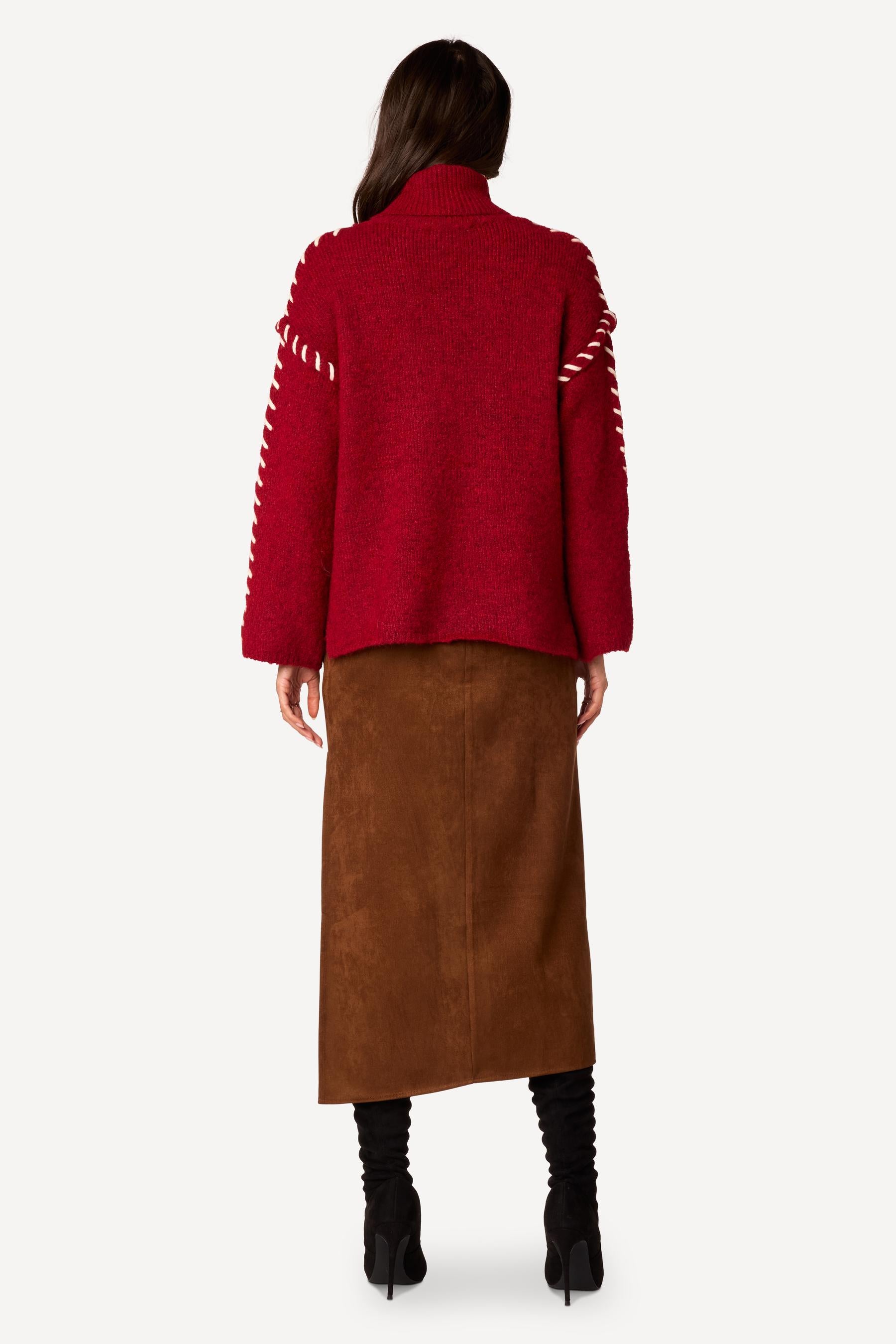 Pull avec détail Bordeaux - Axara Paris