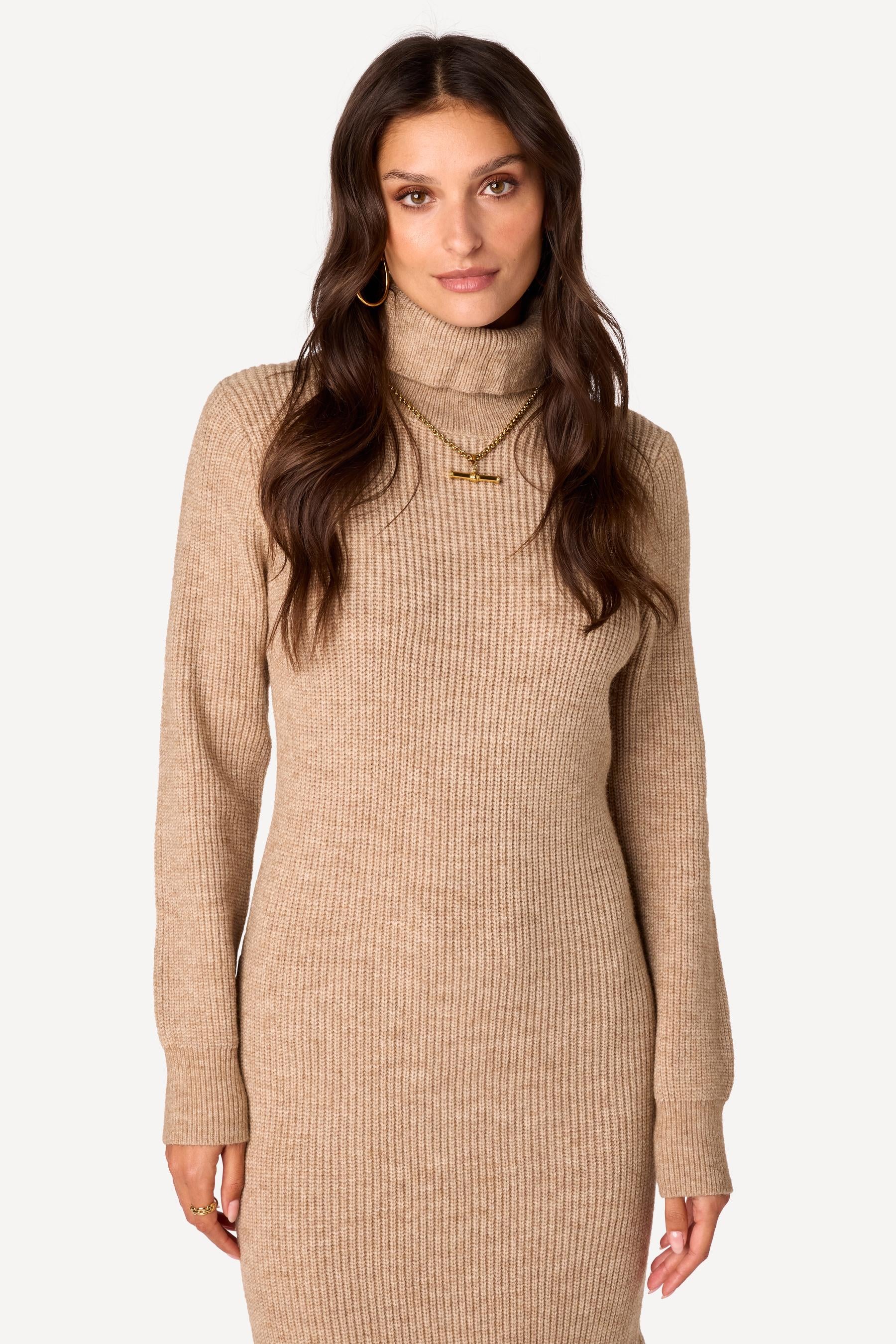 Robe pull unie Taupe - Axara Paris