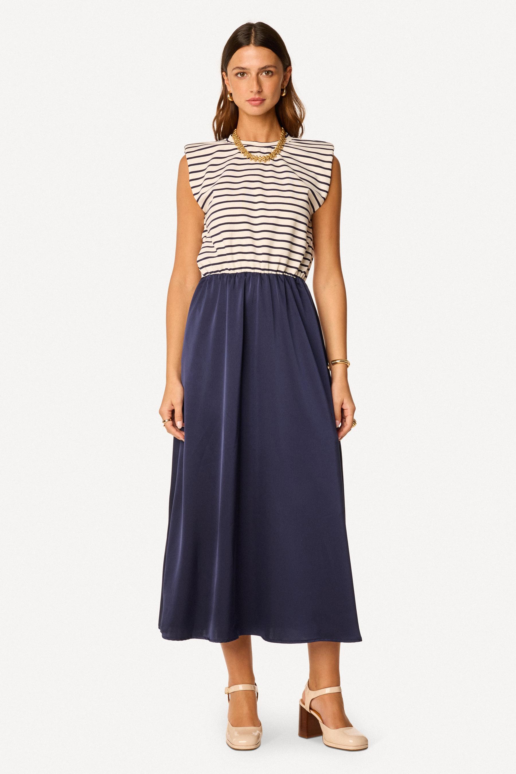 Robe longue sans manches Marine - Axara Paris