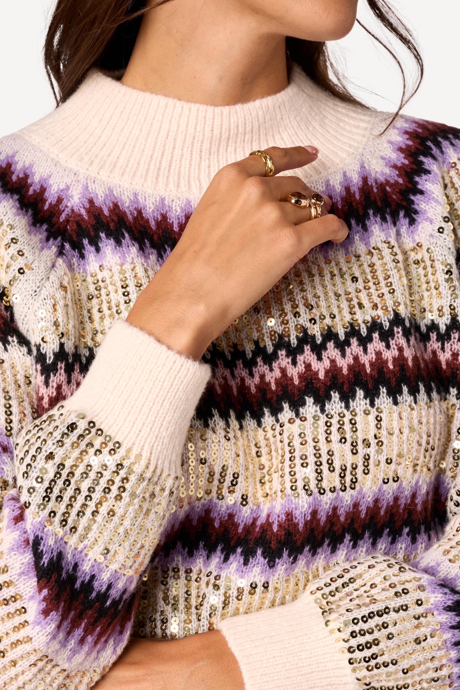 Pull à sequins Beige - Axara Paris