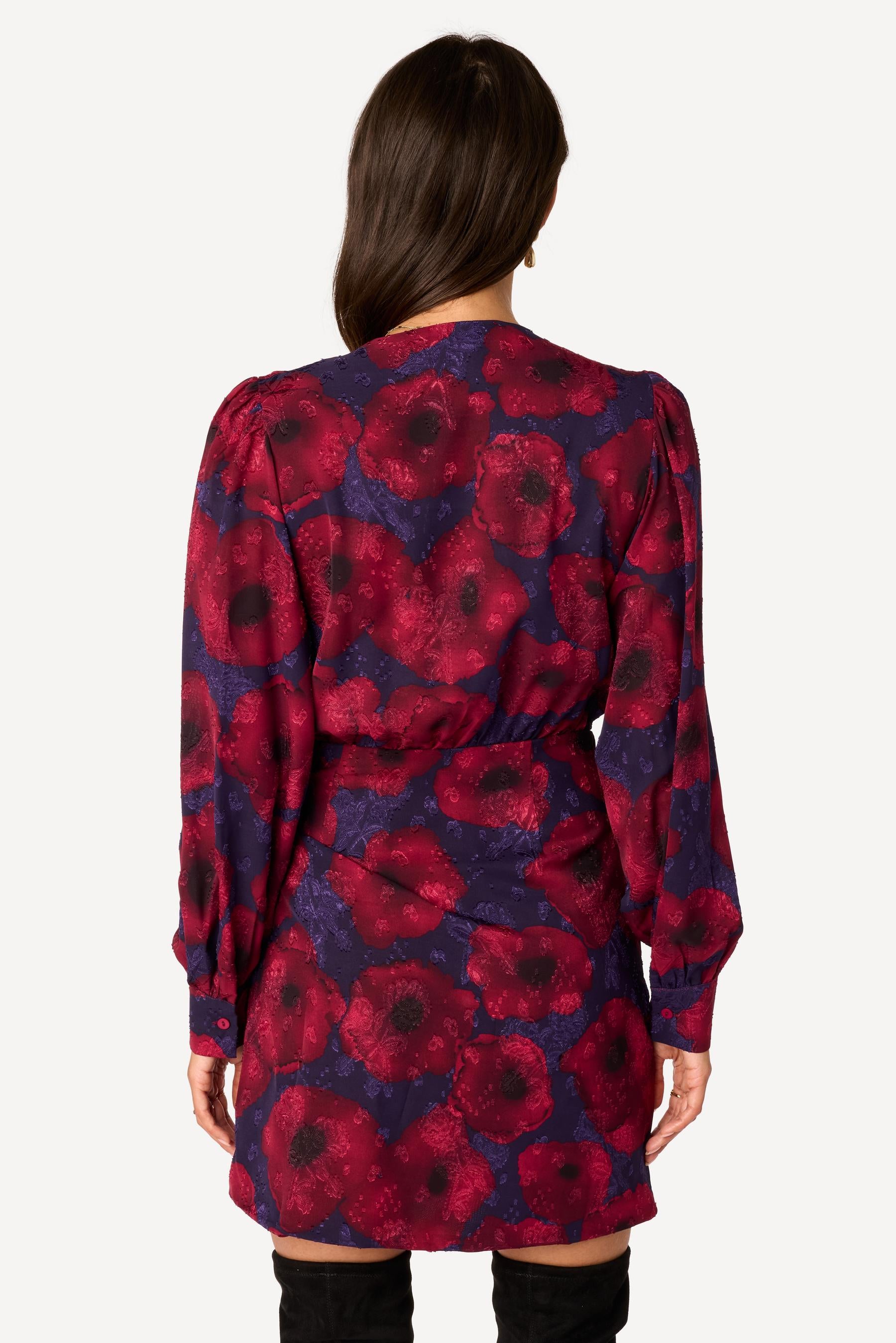 Robe courte imprimée Bordeaux - Axara Paris