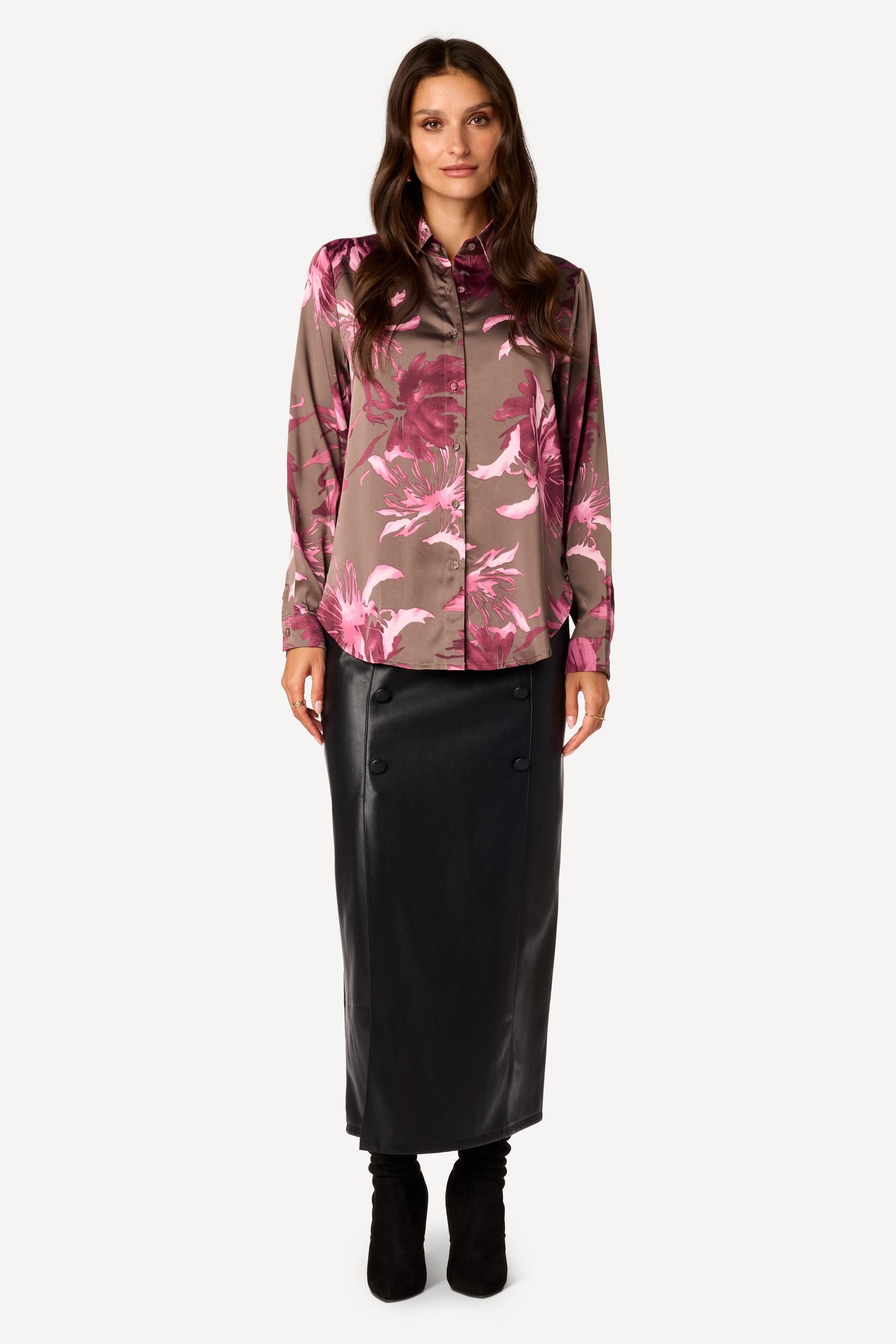 Blouse imprimée Taupe - Axara Paris