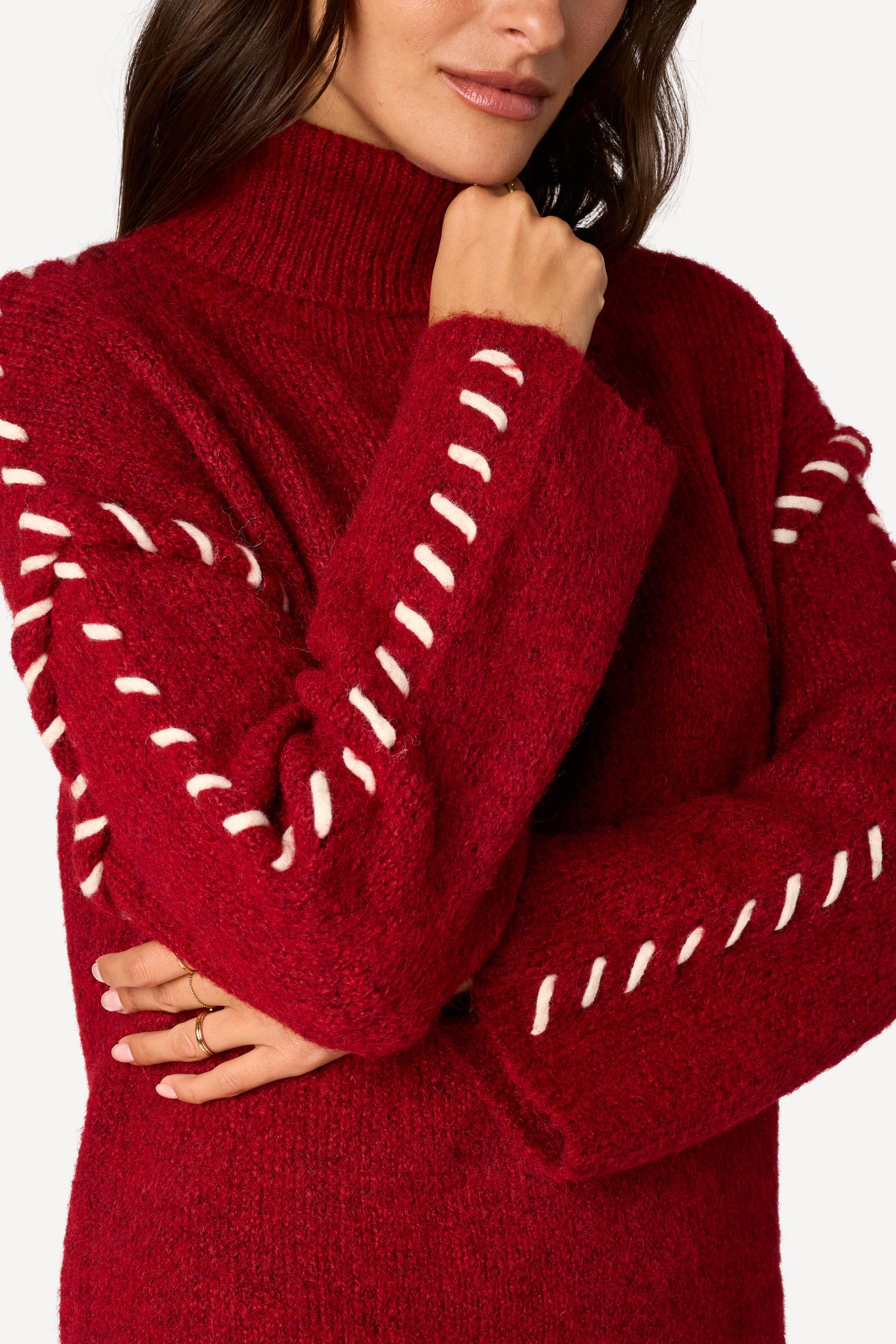 Pull avec détail Bordeaux - Axara Paris