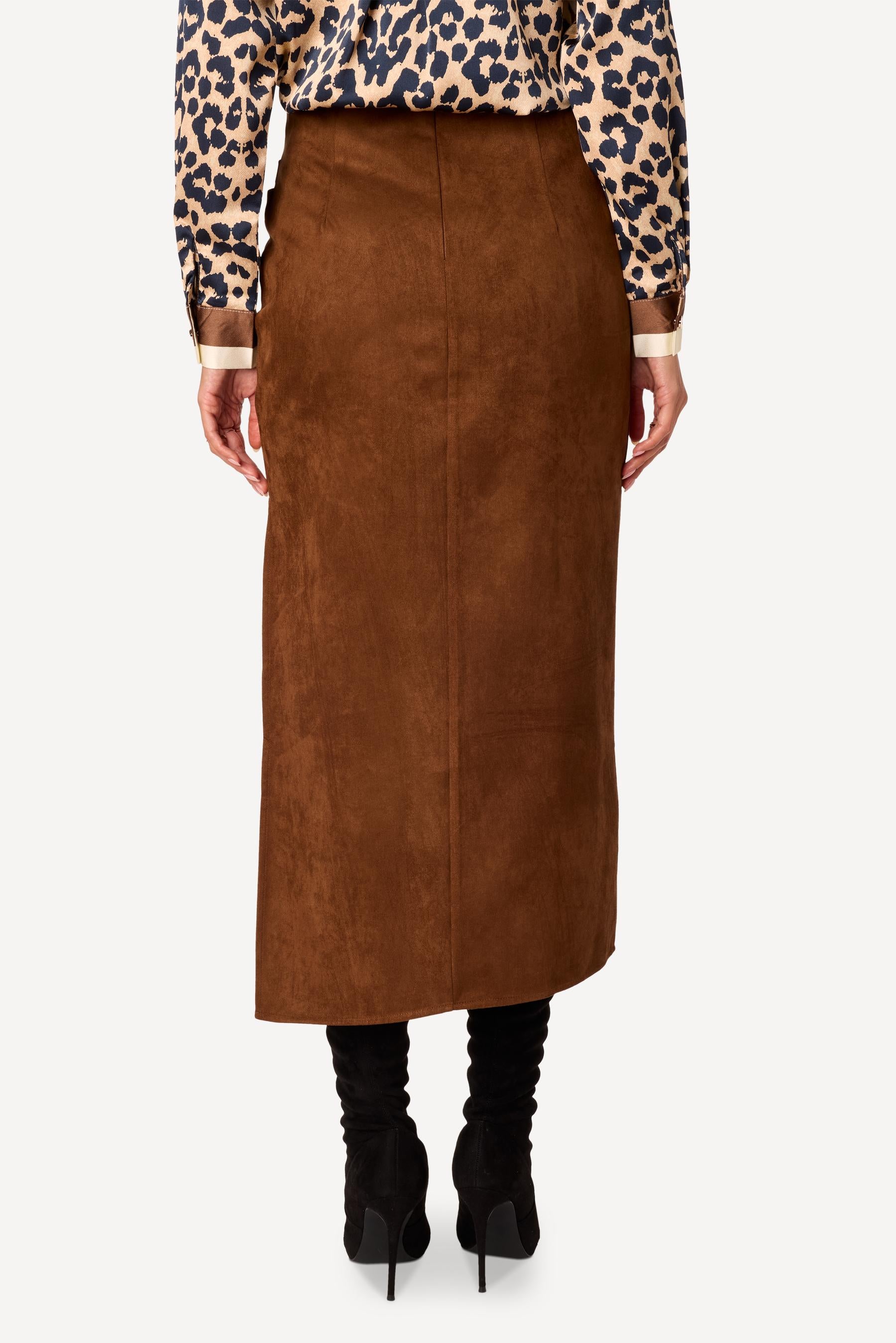 Jupe longue unie Marron - Axara Paris