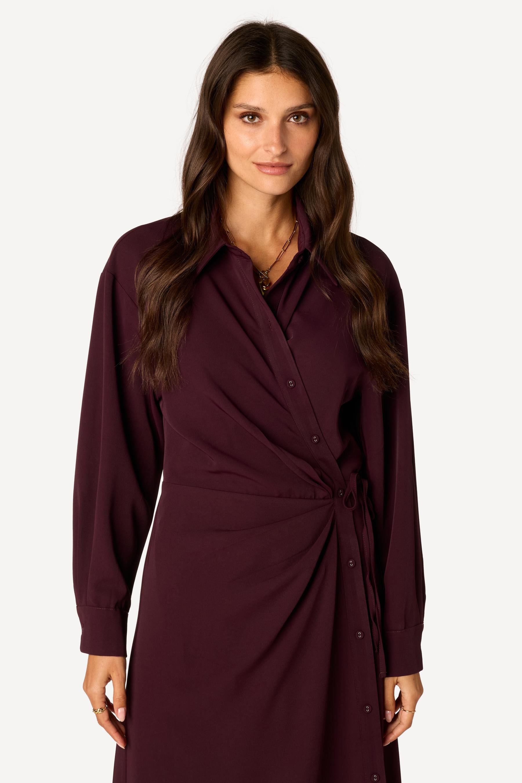 Robe longue unie Prune - Axara Paris
