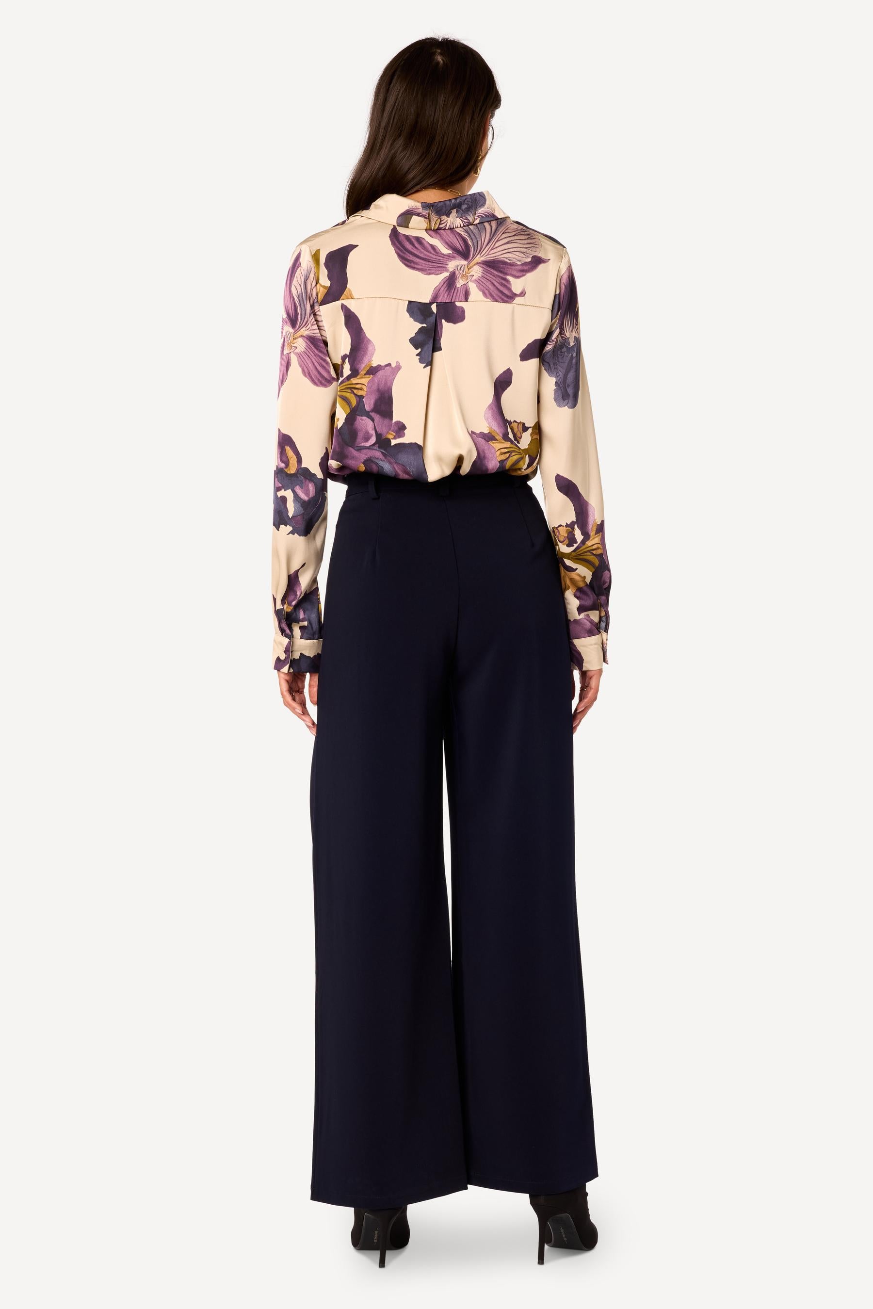 Pantalon large uni Marine - Axara Paris