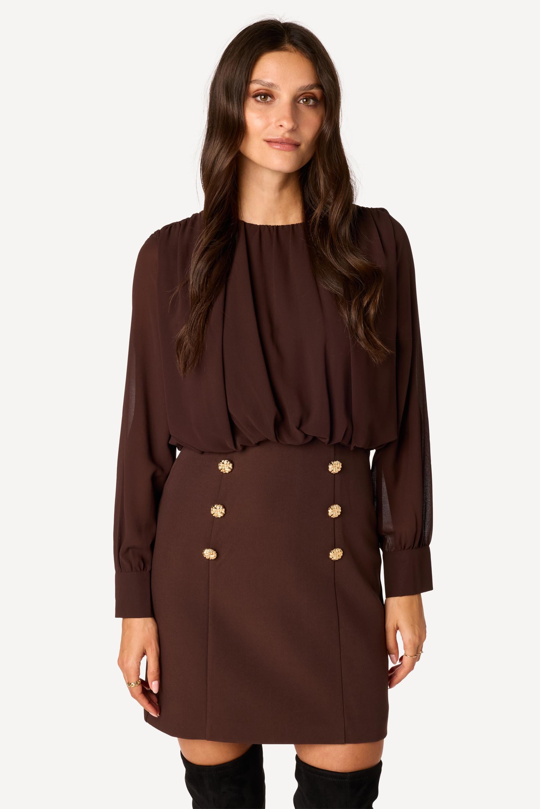 Robe courte unie Choco - Axara Paris