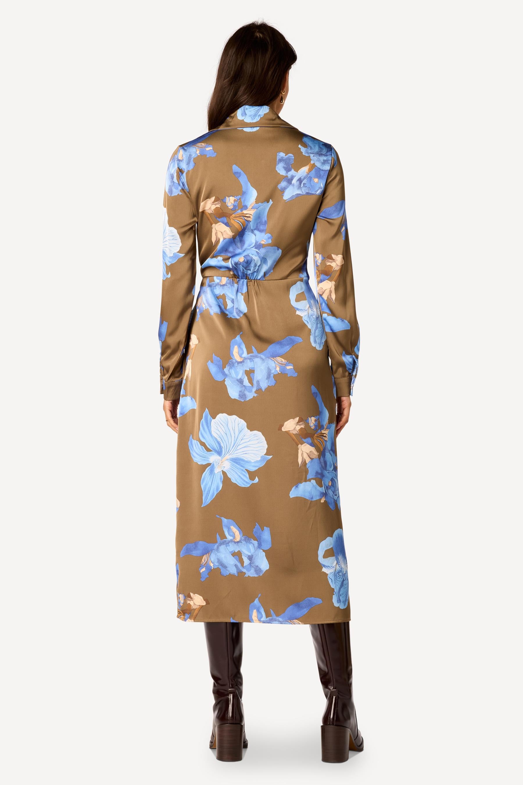 Robe longue imprimée Taupe - Axara Paris