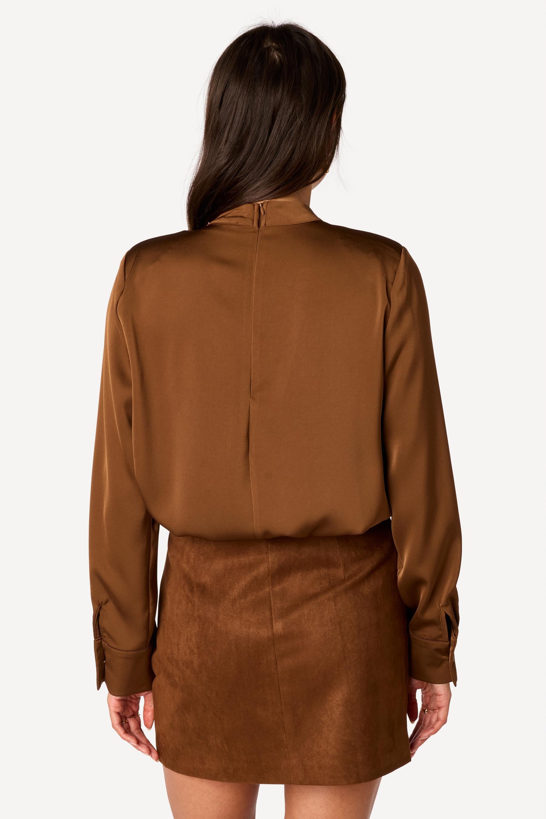 Blouse unie Marron - Axara Paris