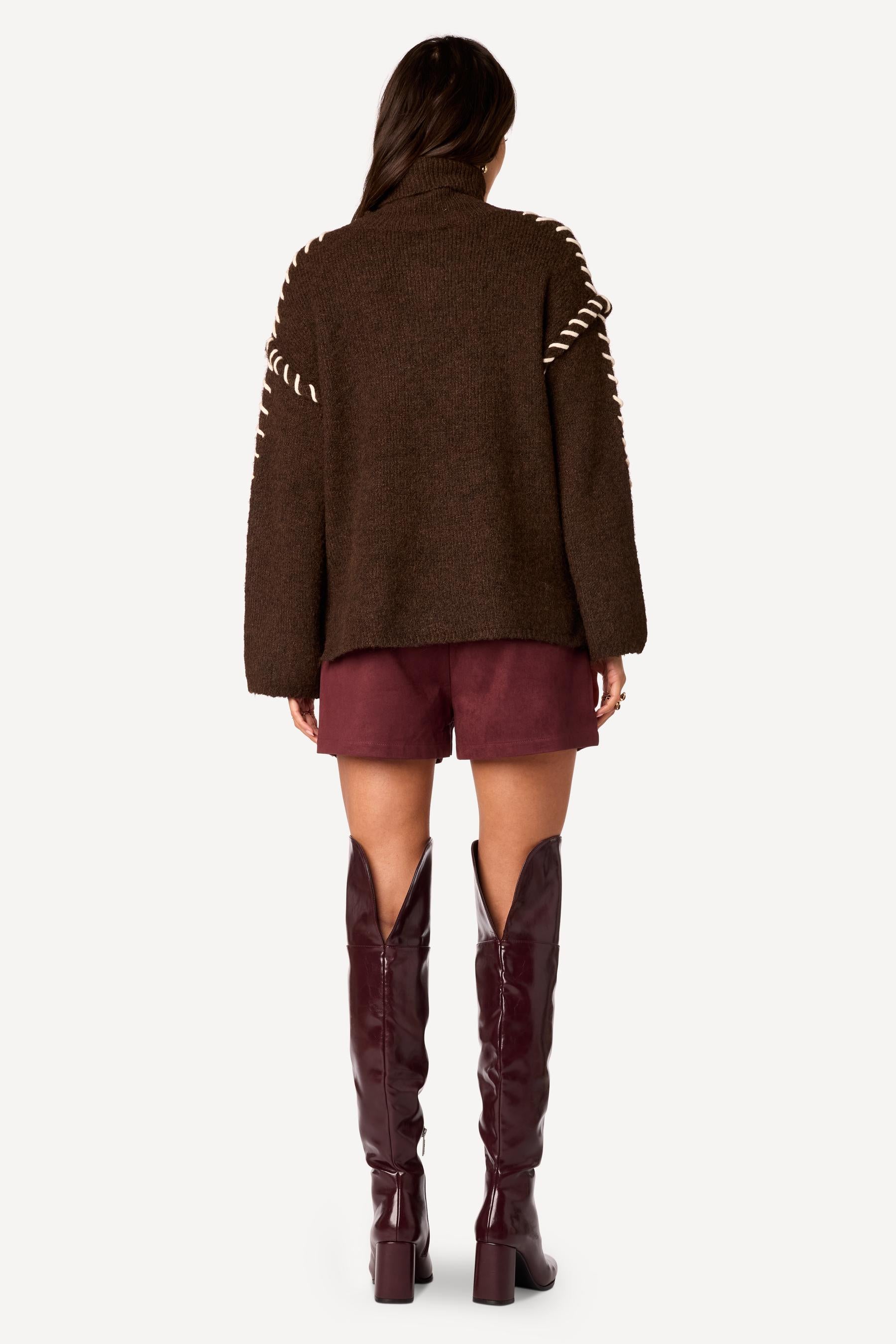 Pull avec détail Choco - Axara Paris