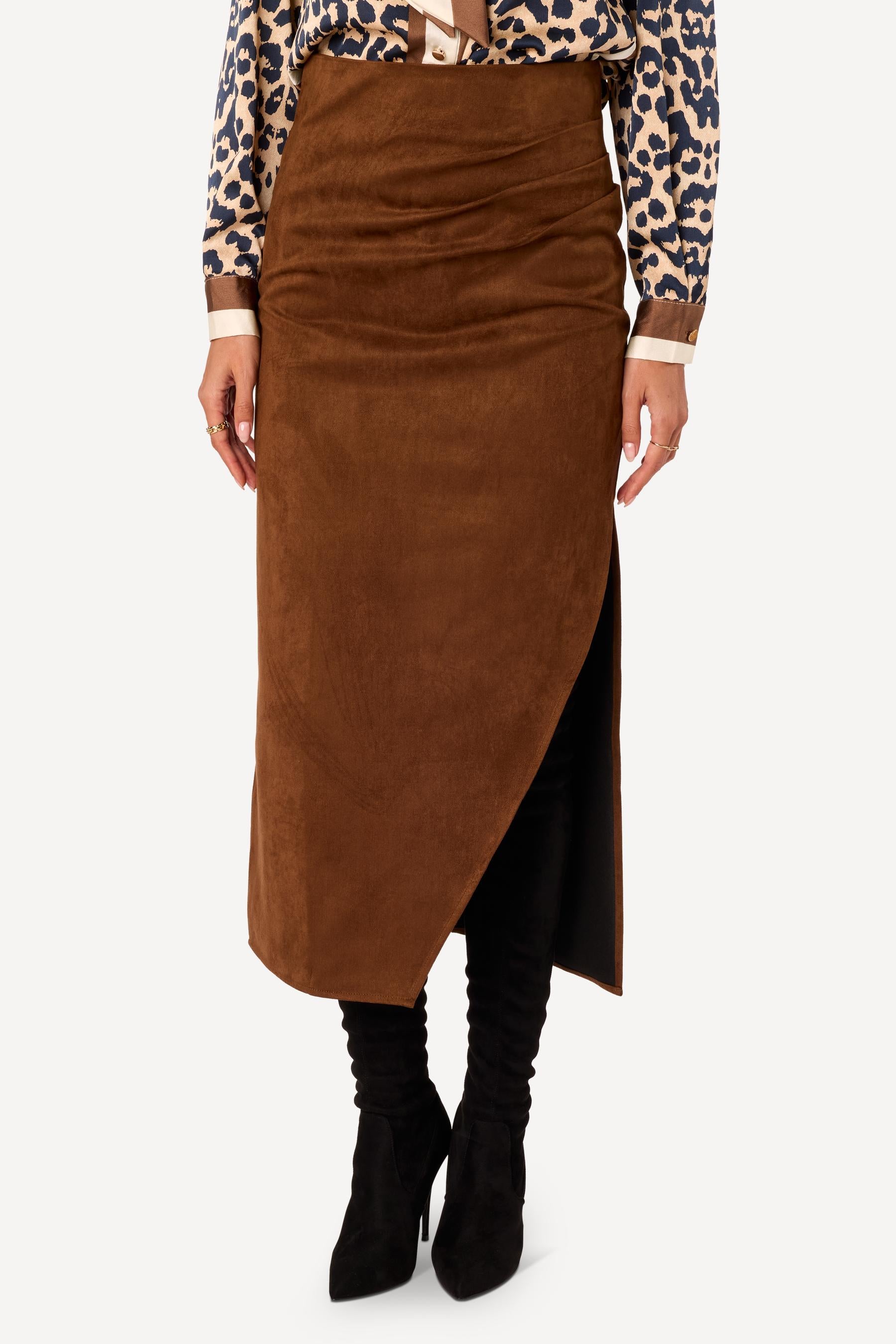 Jupe longue unie Marron - Axara Paris