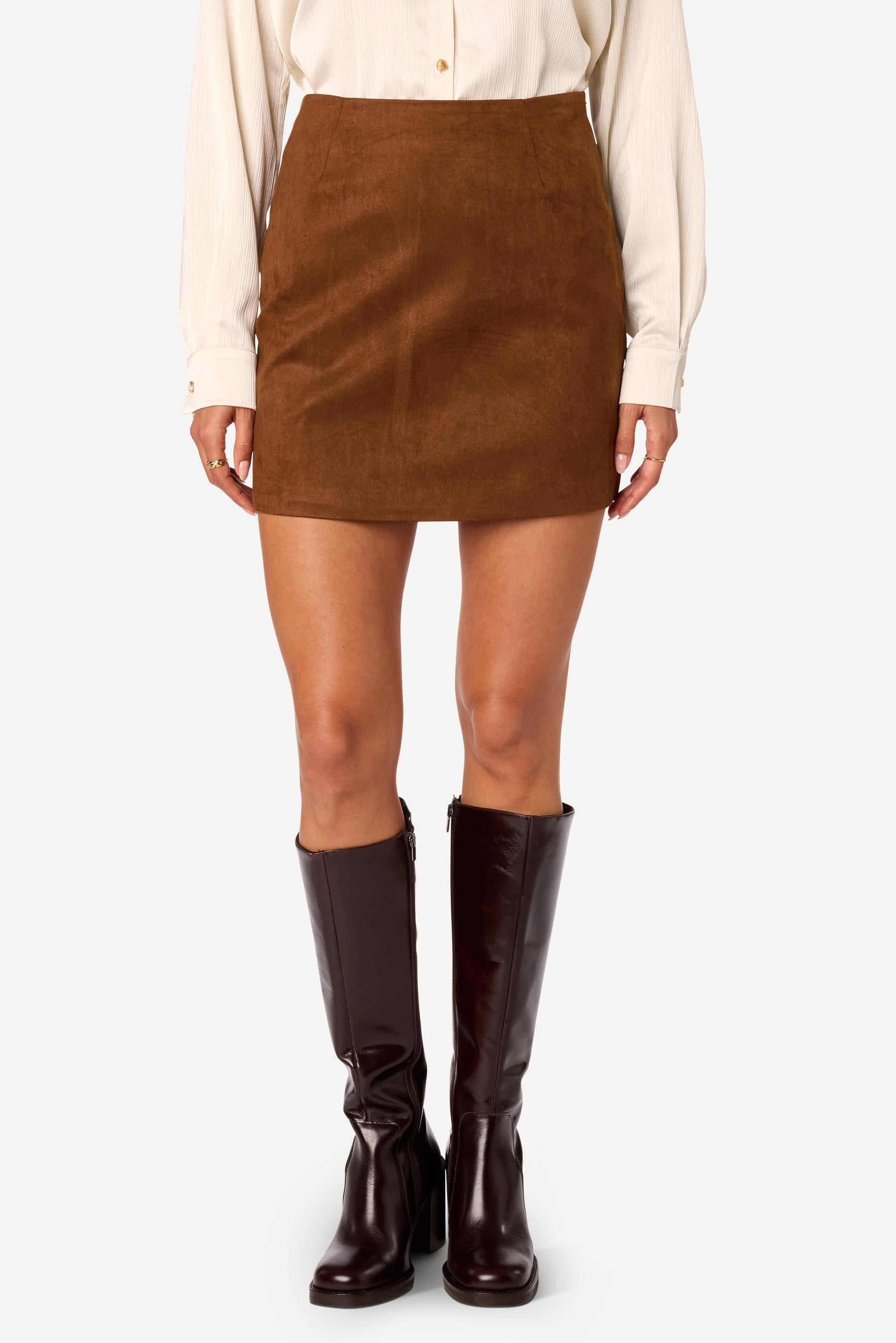 Mini jupe unie Marron - Axara Paris