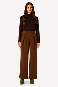 Pantalon large uni Marron - Axara Paris