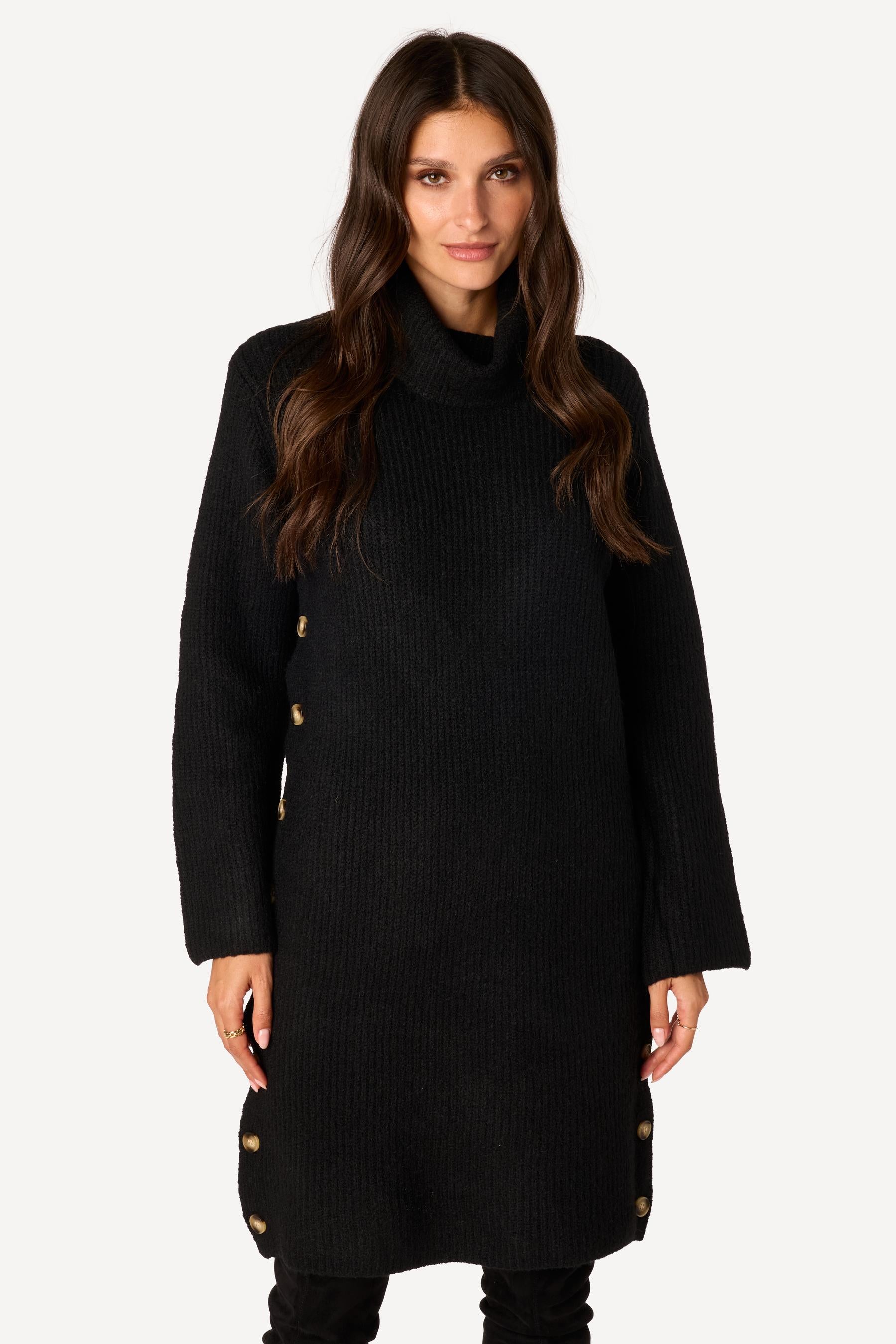 Robe pull unie Noir - Axara Paris