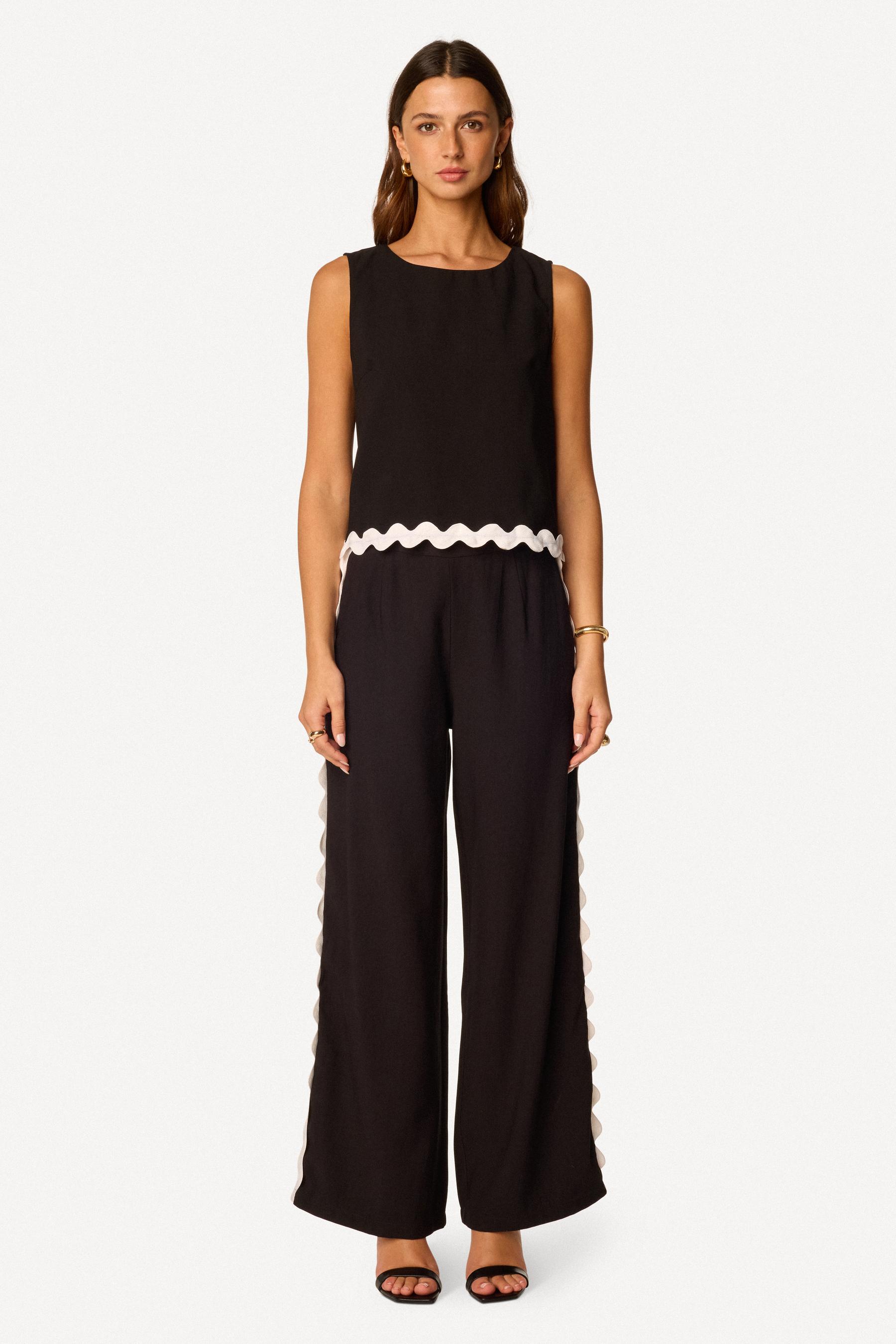 Top à galon sans manche Noir - Axara Paris