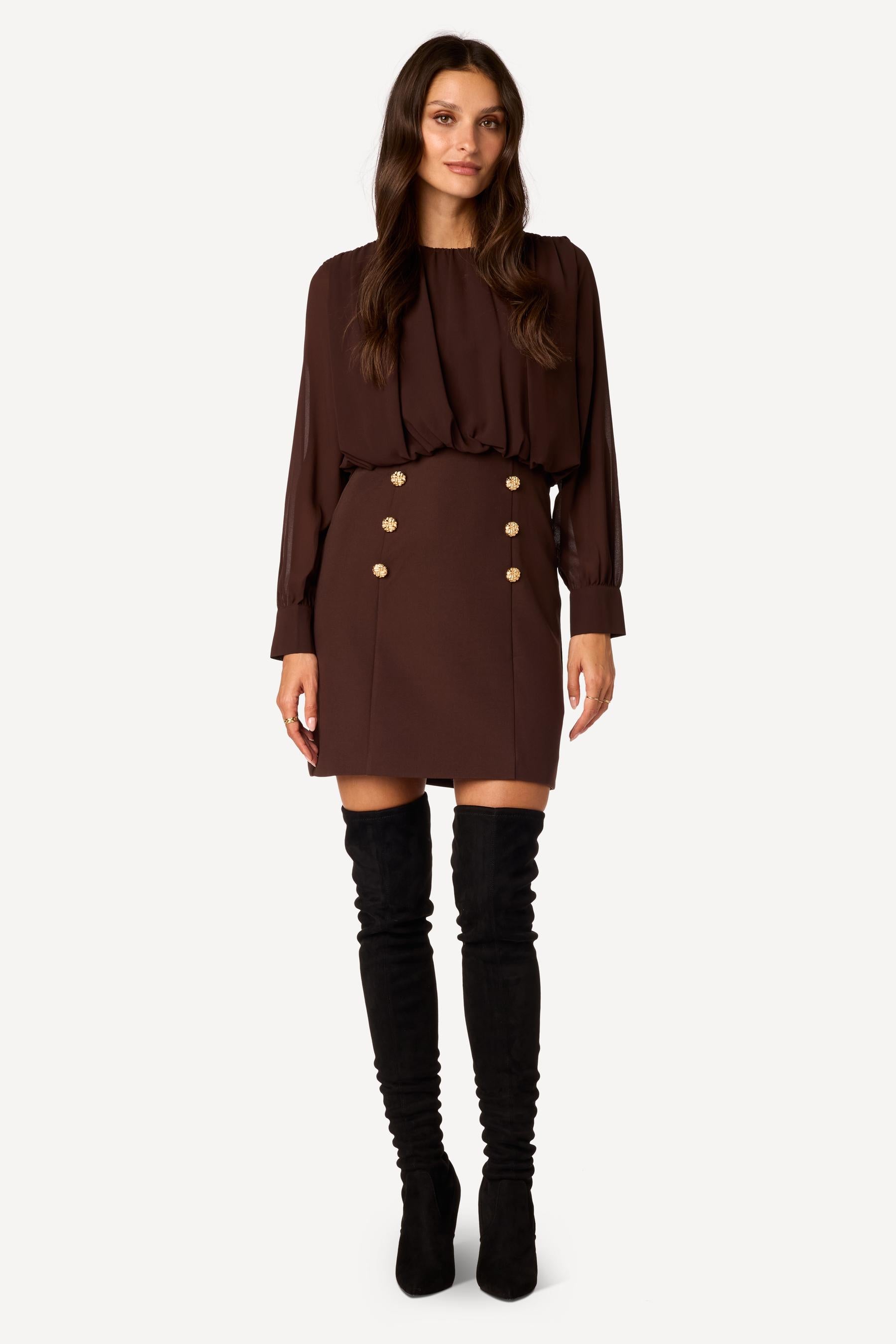 Robe courte unie Choco - Axara Paris