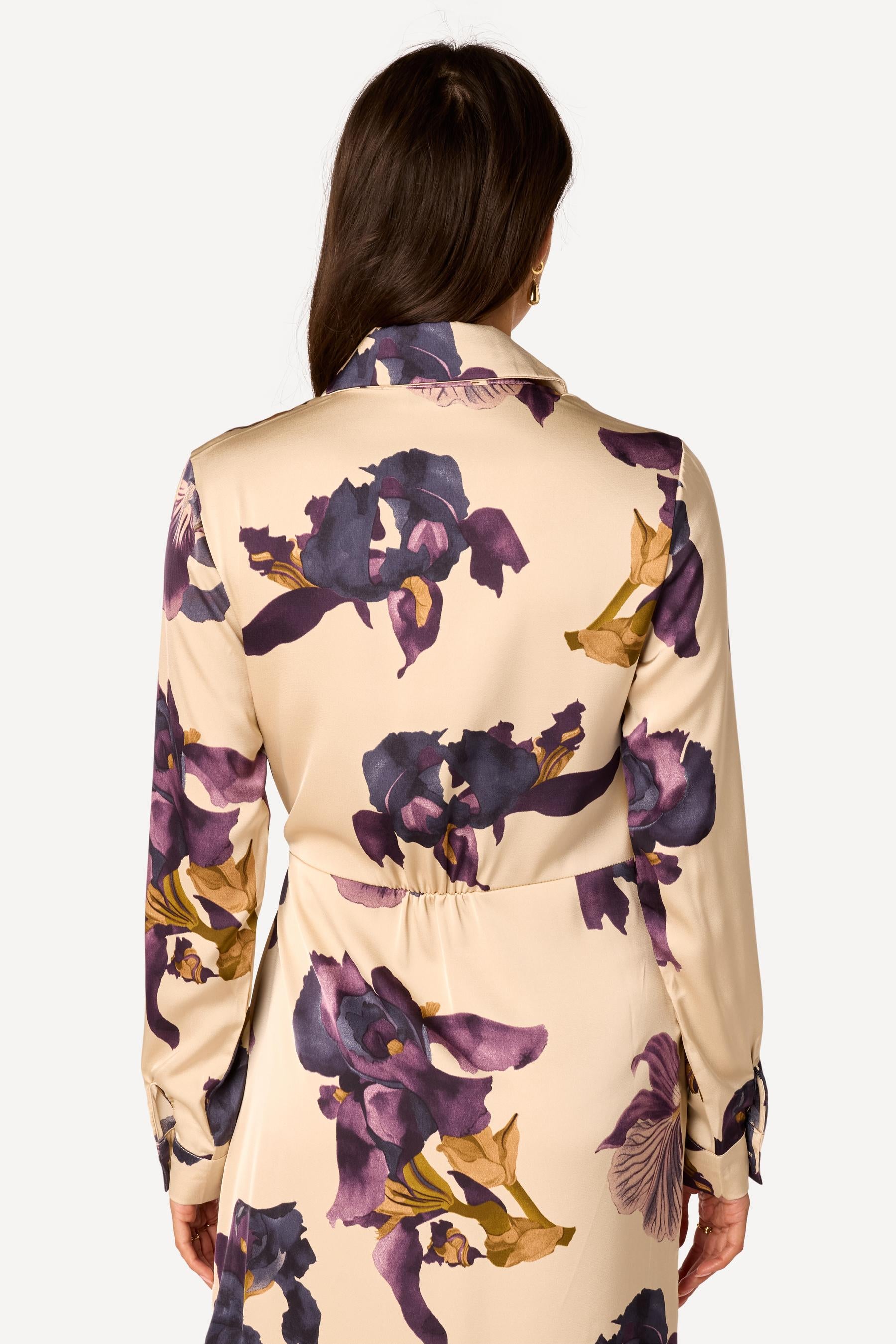 Robe longue imprimée Beige - Axara Paris