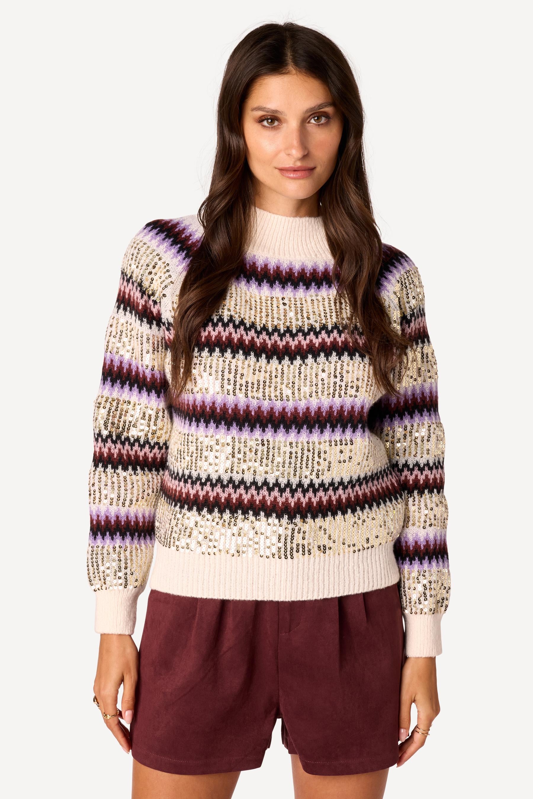Pull à sequins Beige - Axara Paris