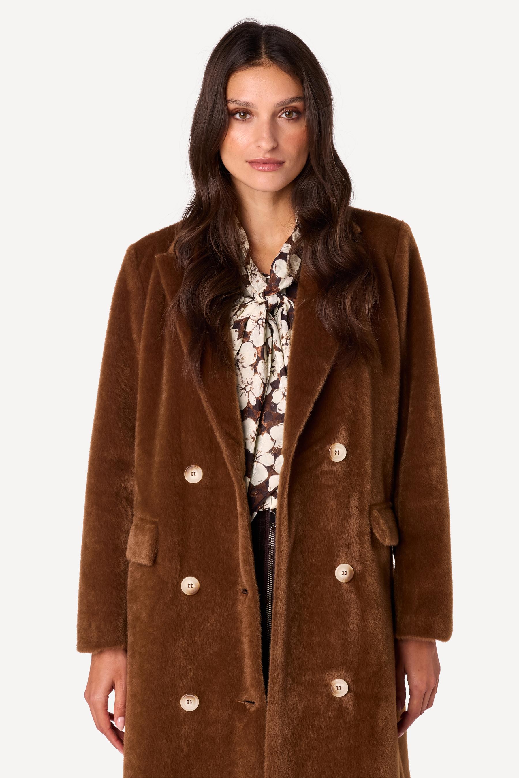 Manteau long uni Choco - Axara Paris