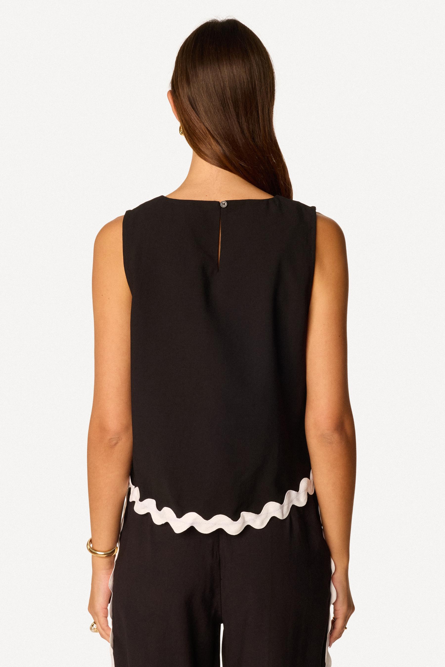 Top à galon sans manche Noir - Axara Paris