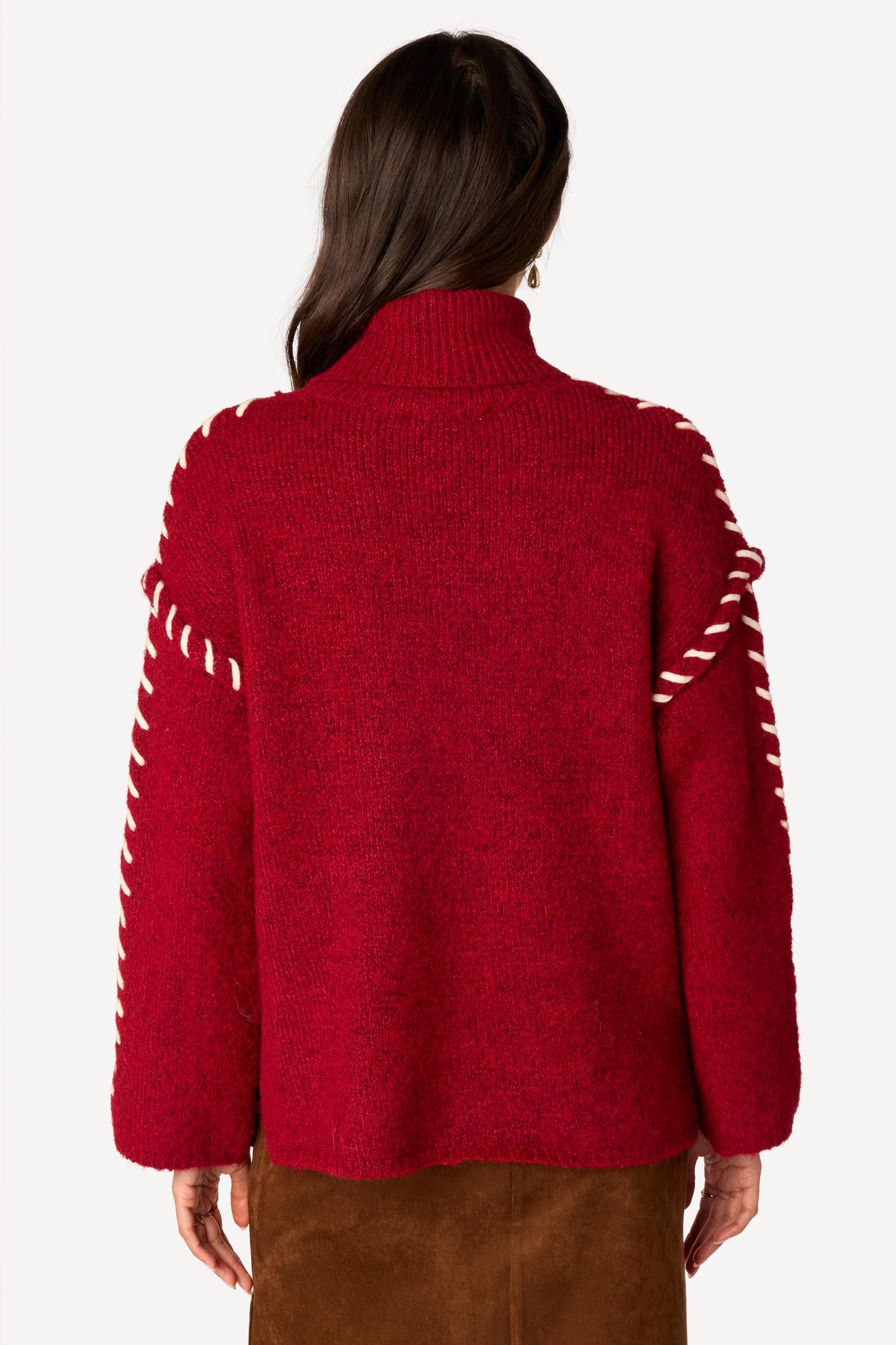 Pull avec détail Bordeaux - Axara Paris