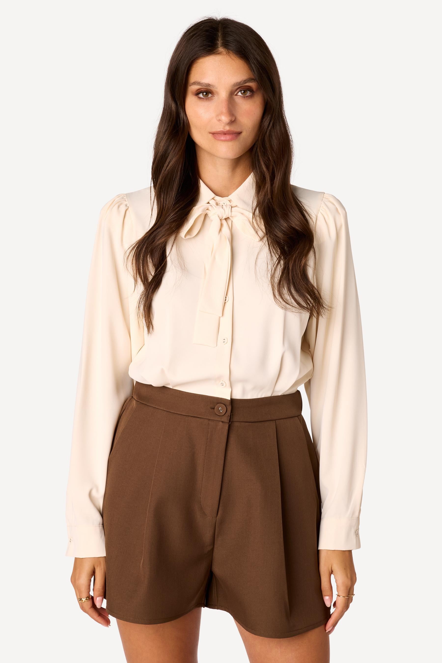 Combi-short bi-matière Beige - Axara Paris