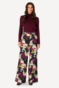 Pantalon large imprimé Noir - Axara Paris