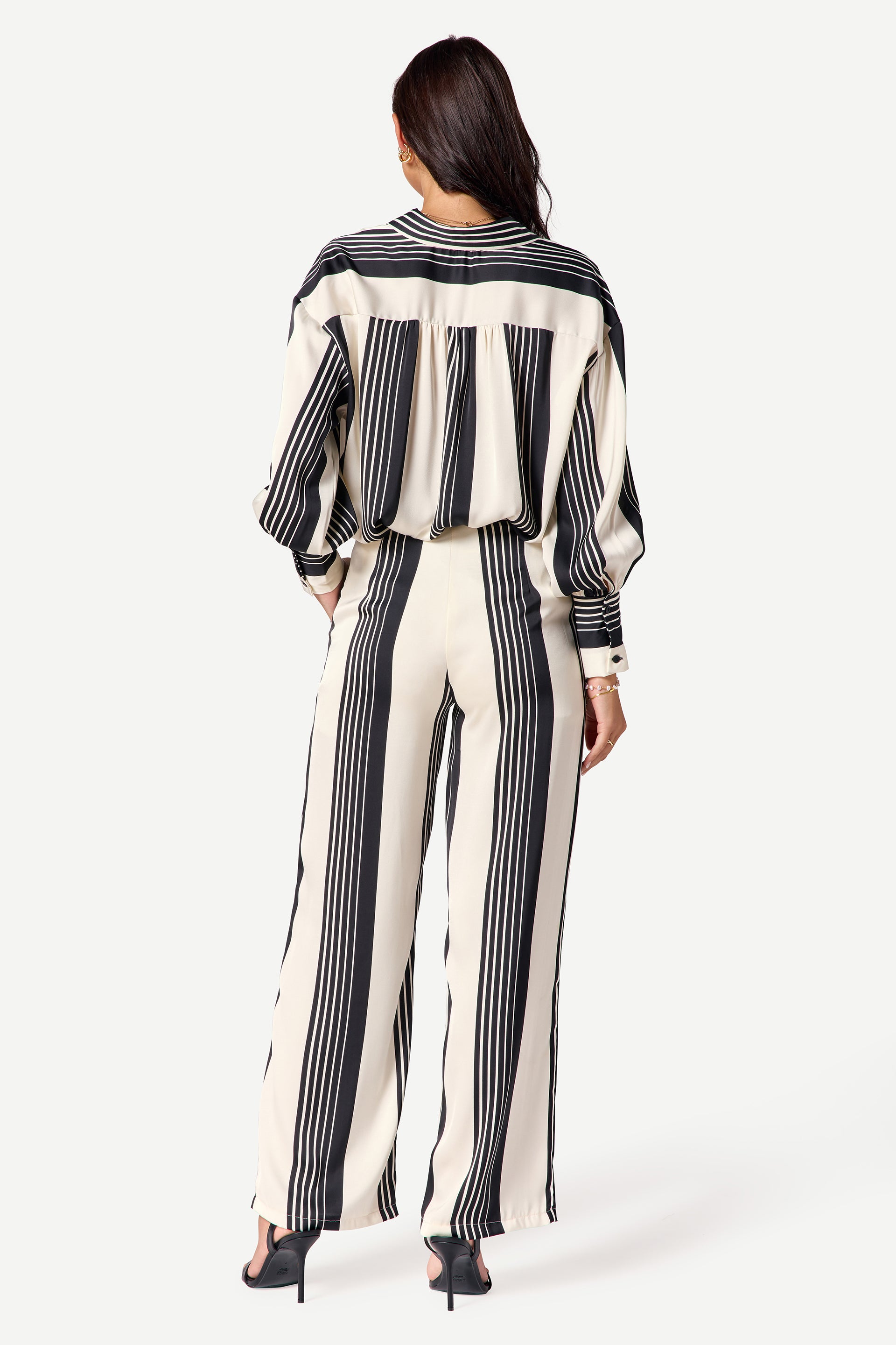 Striped high-waisted pants