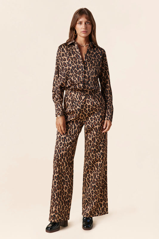 Pantalon large imprimé léopard
