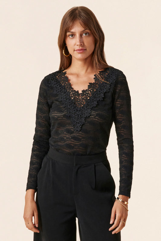 V-neck lace top and embroidery 