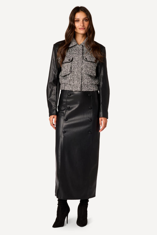 Blouson bi-matière Noir - Axara Paris