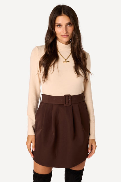 Robe courte bi-matière Beige - Axara Paris