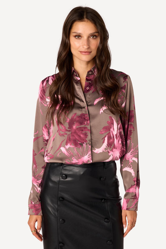 Blouse imprimée Taupe - Axara Paris