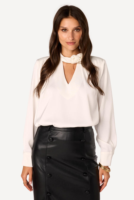 Blouse unie Blanc - Axara Paris