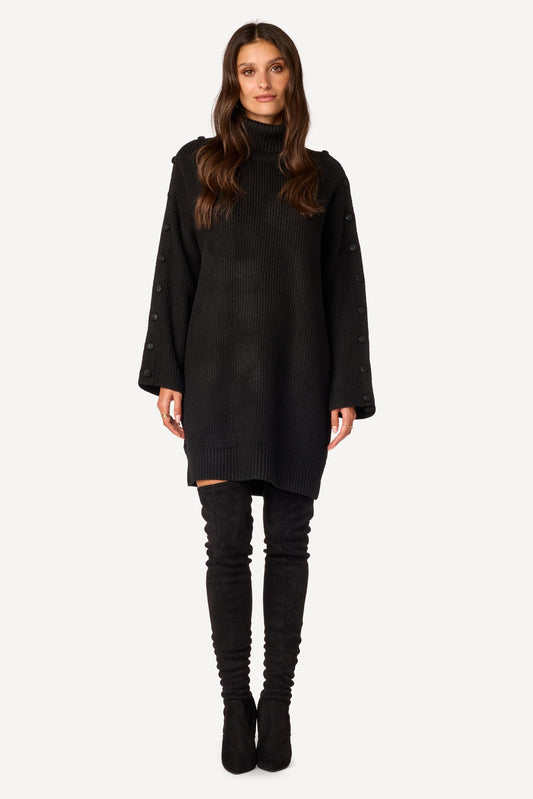 Robe pull unie Noir - Axara Paris