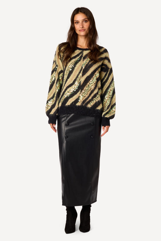 Pull à sequins Camel - Axara Paris