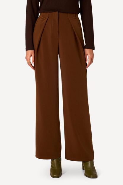 Pantalon large uni Marron - Axara Paris